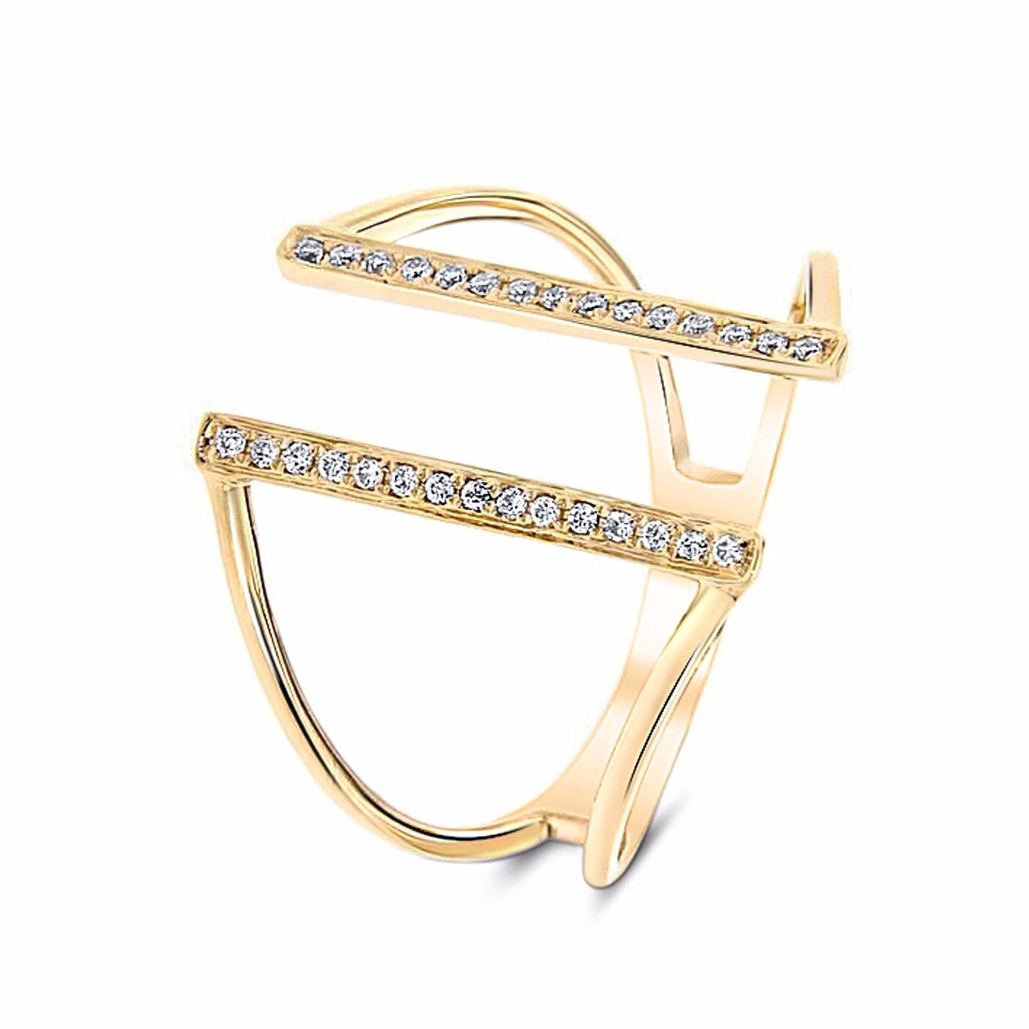 Women’s Bridge Diamond Ring 18K Yellow Gold Cosanuova