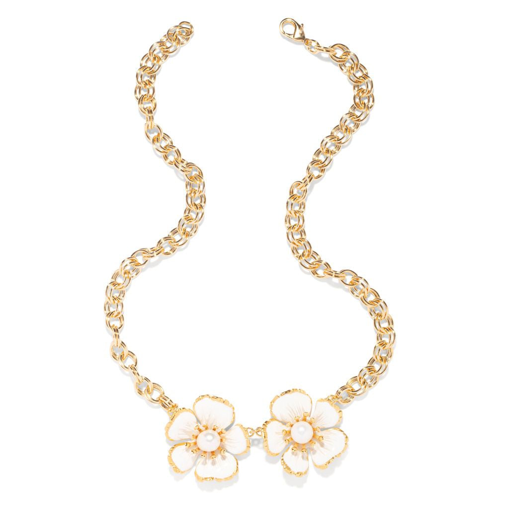 Women’s The Pink Reef Twin Floral Necklace In White