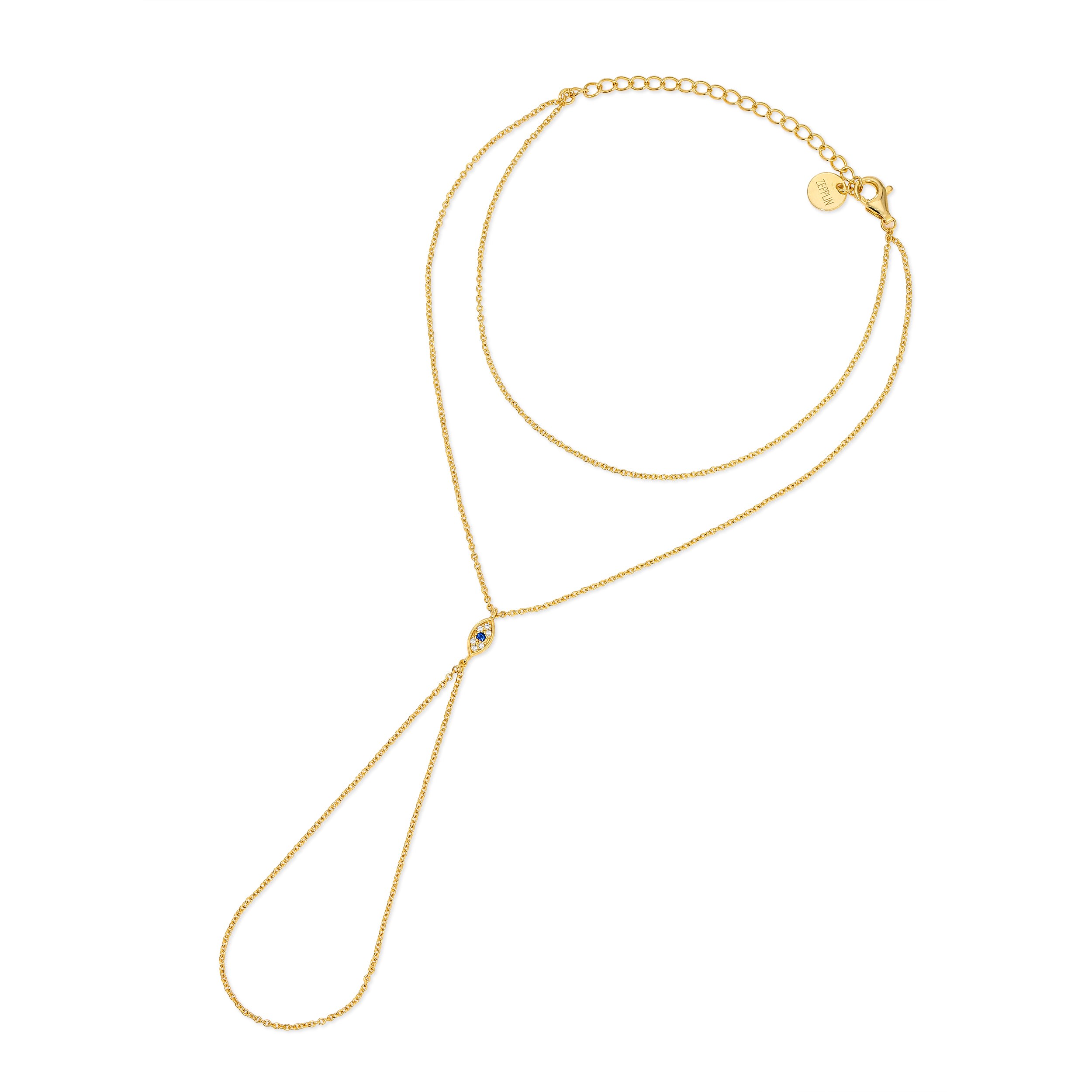 Zepplin The Label Women's Phoebe Handchain - Dainty Gold Evil Eye Handchain