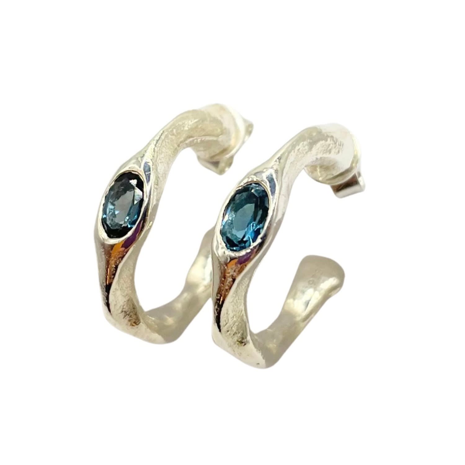 Amy Delson Jewelry Women's Blue / Silver Harlow - Blue Topaz Silver Hoop Earrings