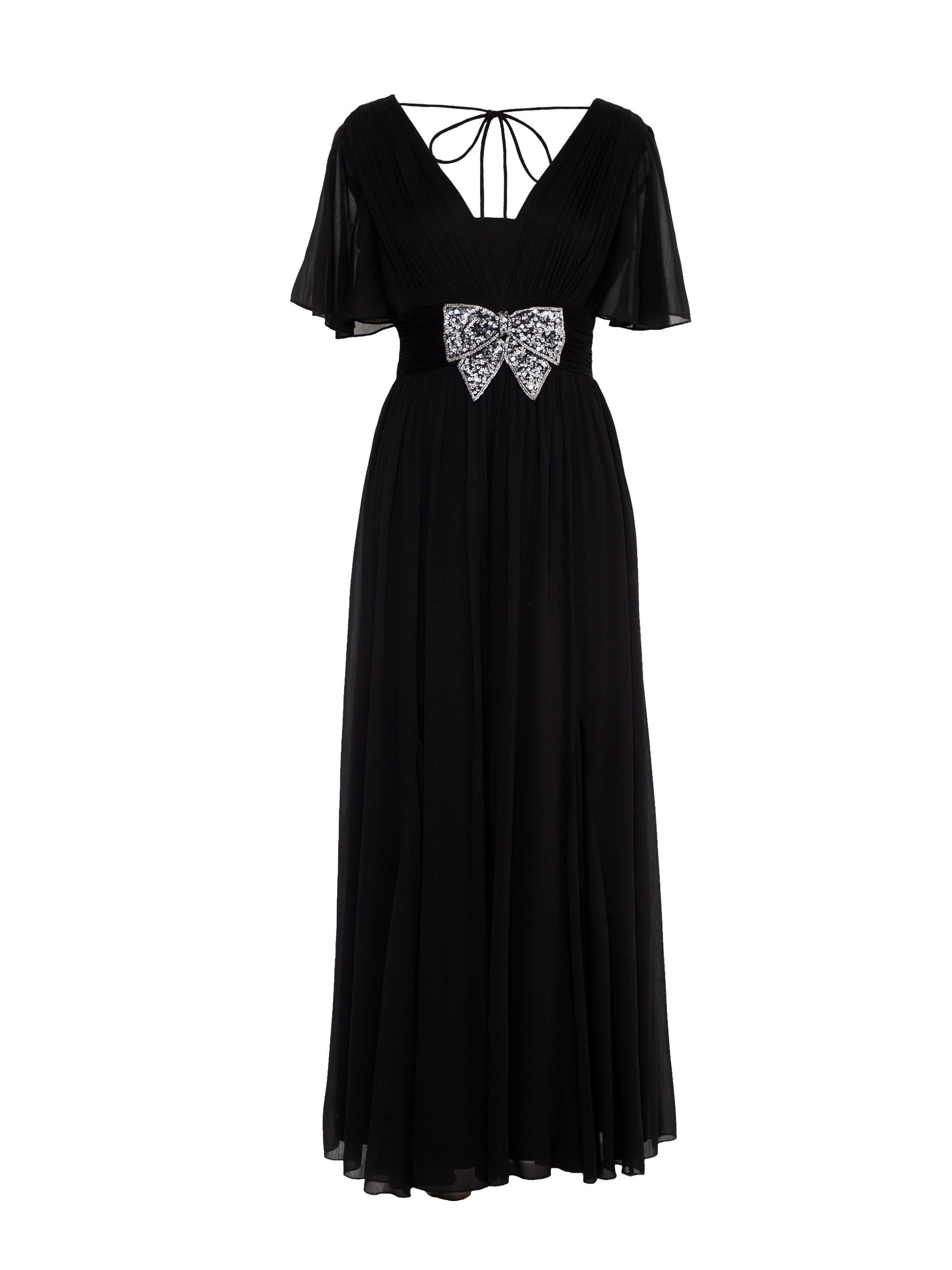 Rose & Nancy Women's Anais Black Embellished Bow Maxi Dress In Black