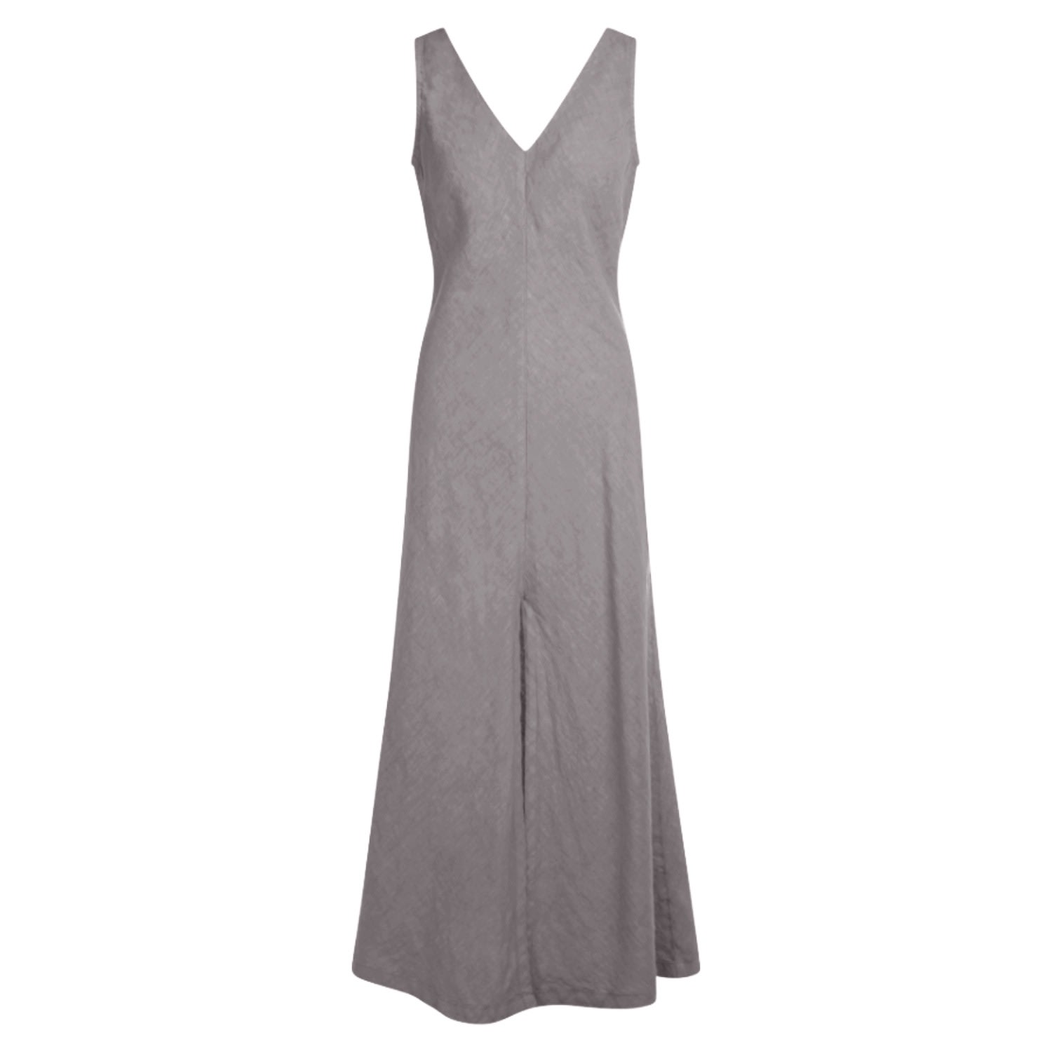 Haris Cotton Women's “v” Neck Maxi Linen Dress - Stone Grey