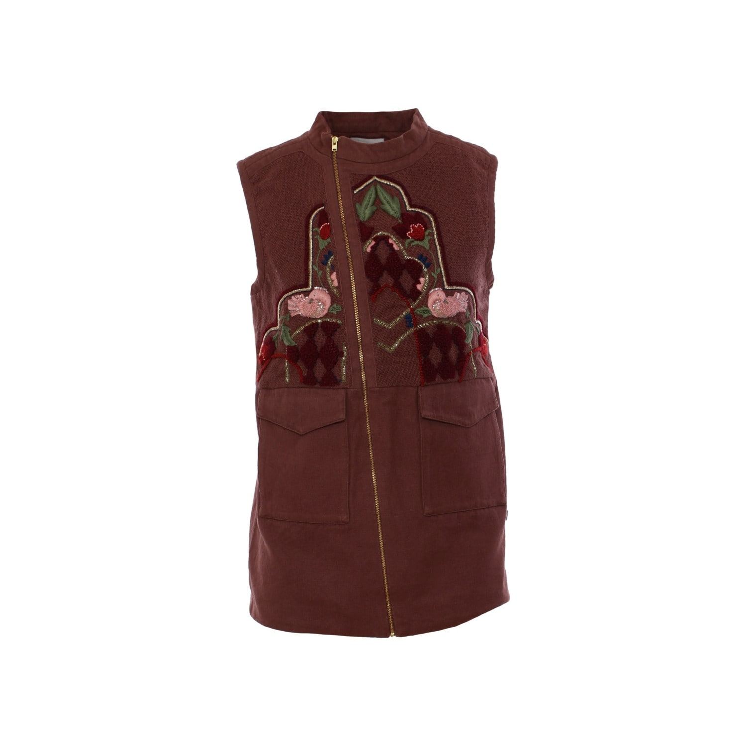 Women’s The Hand-Embroidered Rasha Vest In Brown Small Imaima