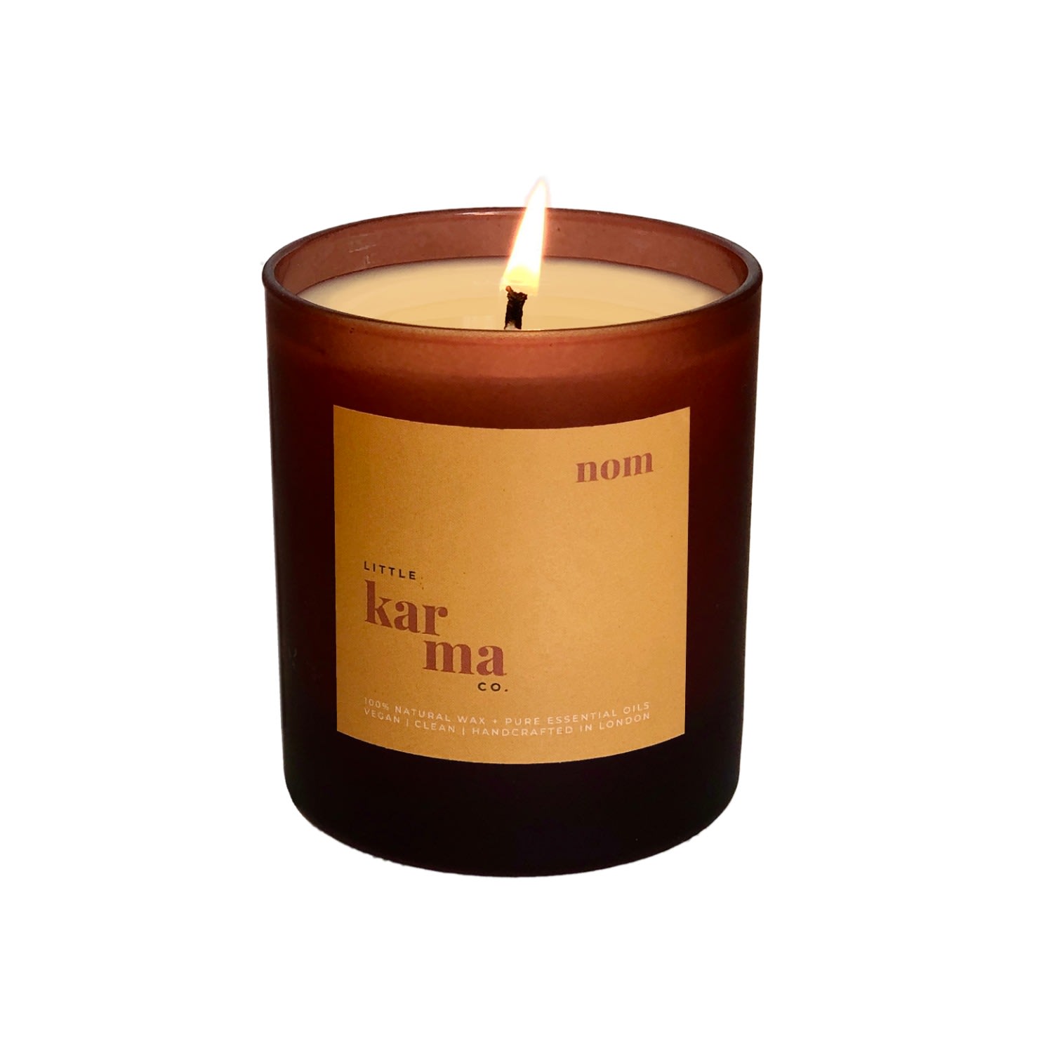Little Karma Co. Ltd Orange Nom - Uplifting Lemongrass & Ginger Refillable Midi Candle In Brown