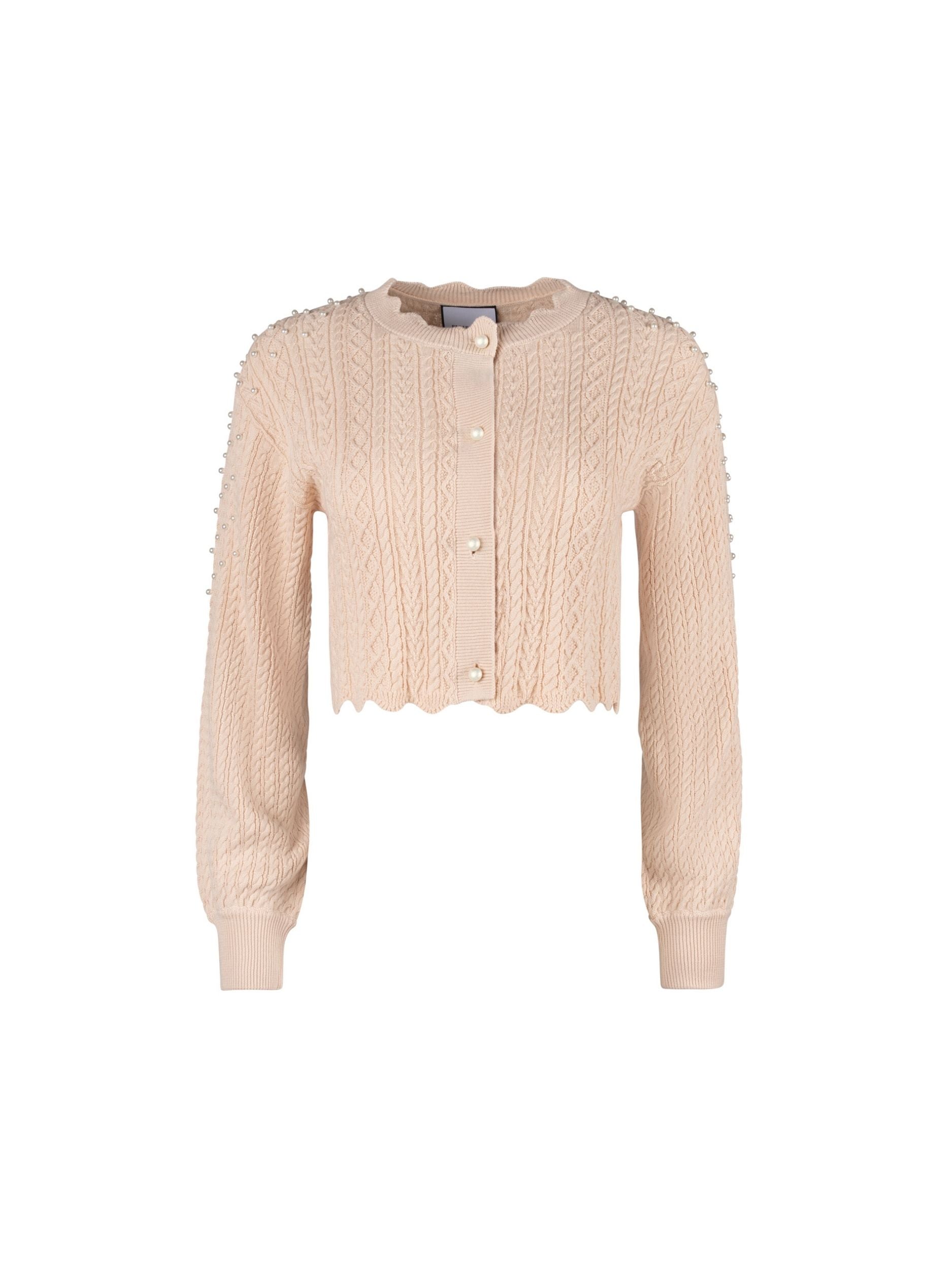 Ellie Makir Women's Neutrals Scalloped Pearl Cardigan