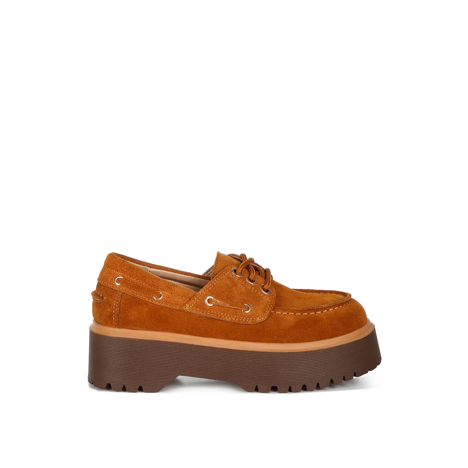 Rag & Co Women's Yellow / Orange Cuckatoos Chunky Real Suede Leather Oxford Loafers In Tan In Yellow/orange