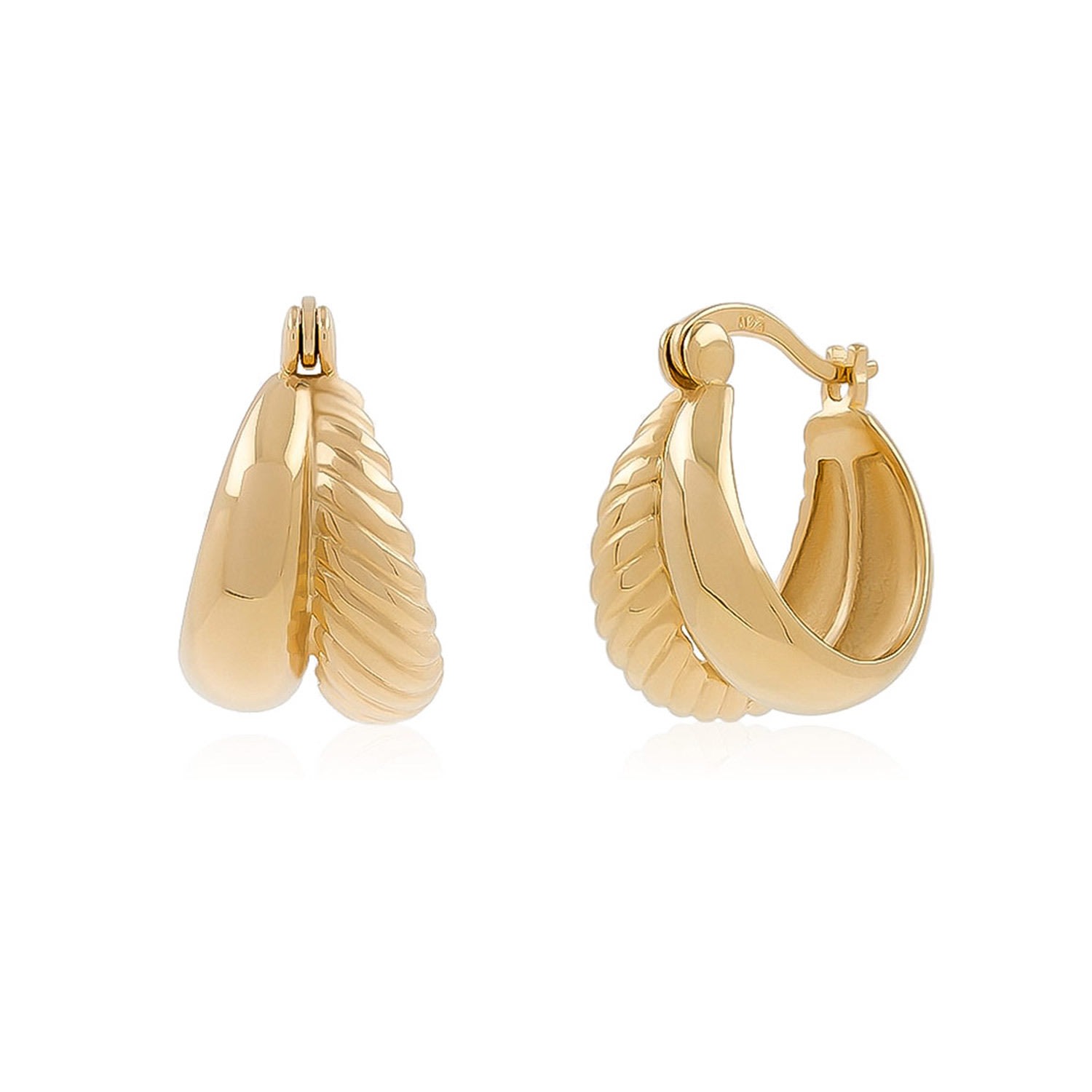 Women’s Chunky Double Hoop Earrings - Gold Côté Caché