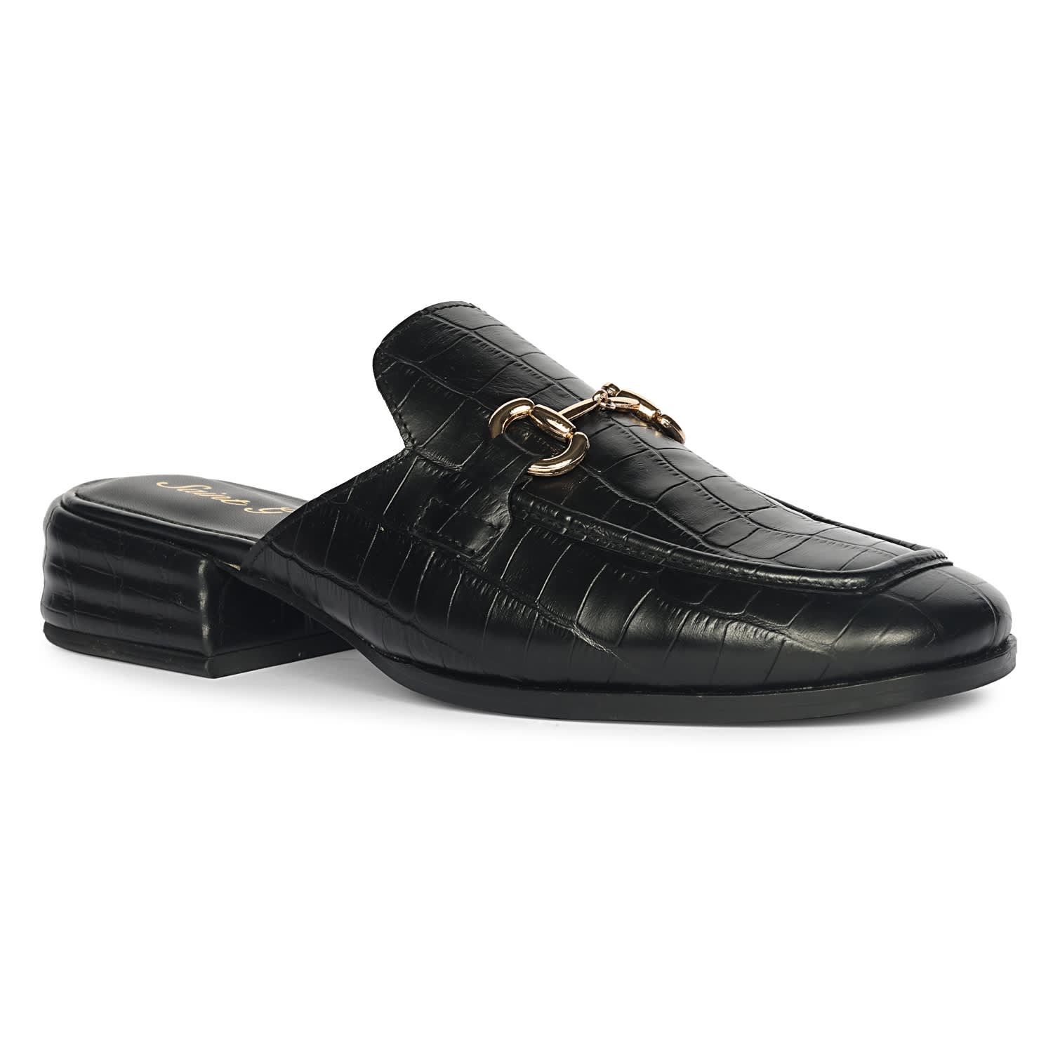 Saint G Women's Black Savannah Croco - Heeled Mule In Black