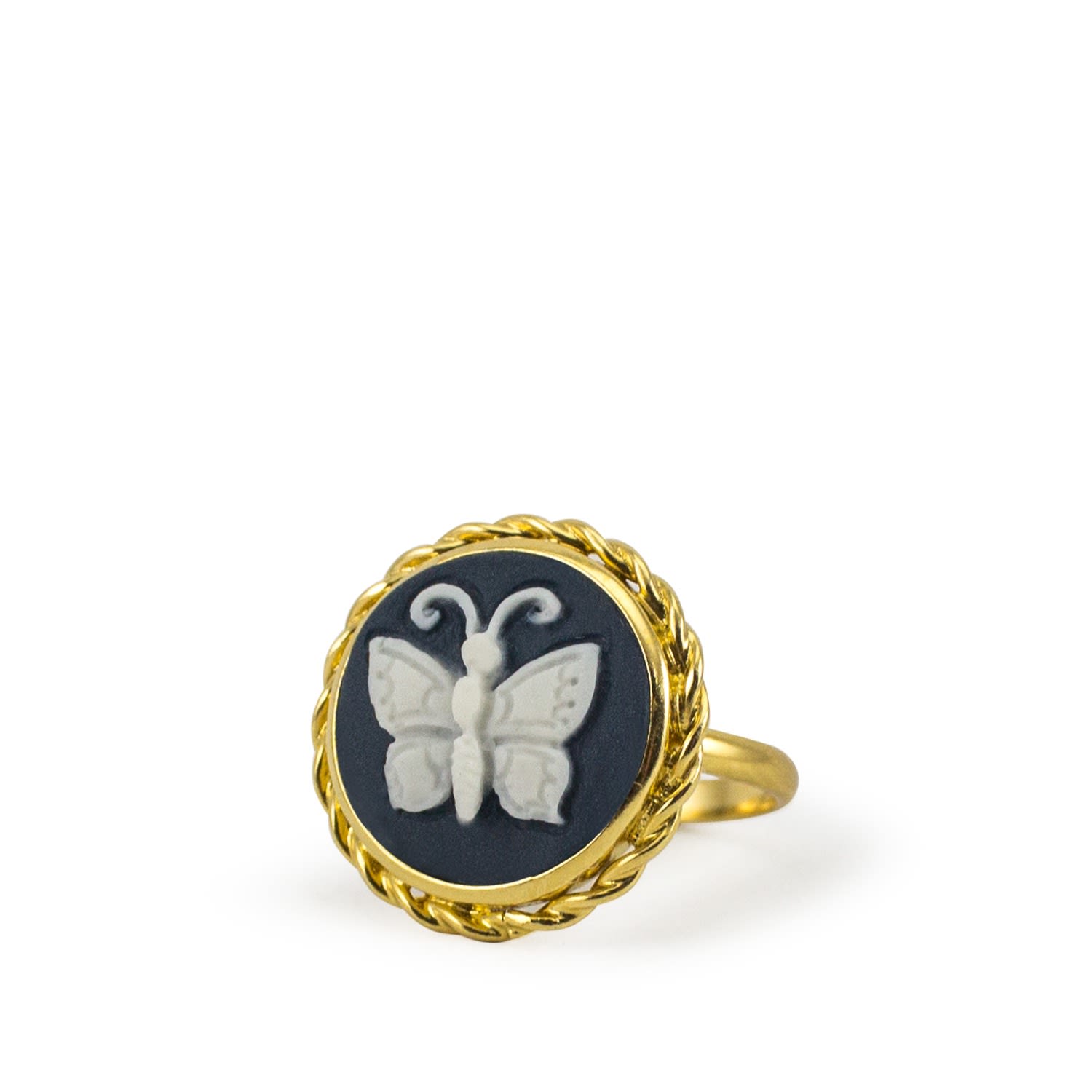 Vintouch Italy Women's Gold Butterfly Cameo Ring In Gold