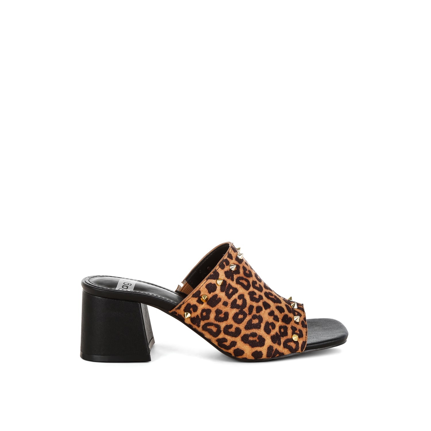 Rag & Co Women's Brown Edama Leopard Print Studded Slip Ons In Leopard In Brown