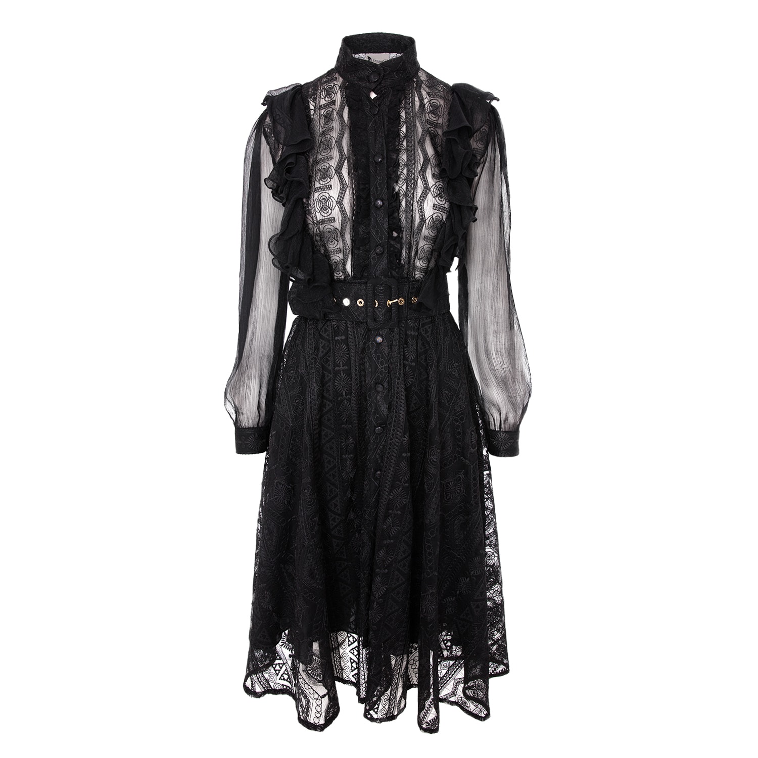 Women’s Black Embroidered Silk Dress Medium Monarh