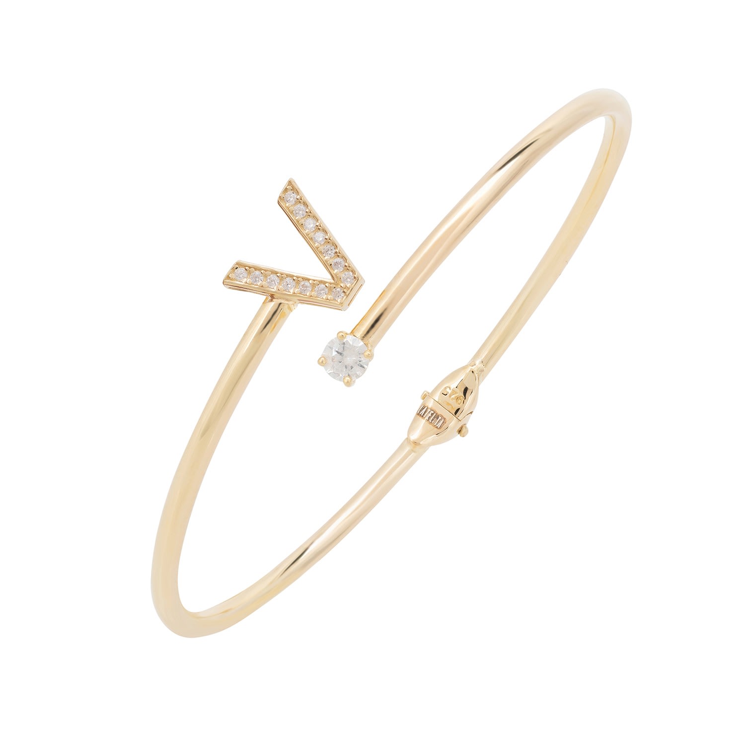 Women’s Gold / White Initial Bangle Gold V Latelita