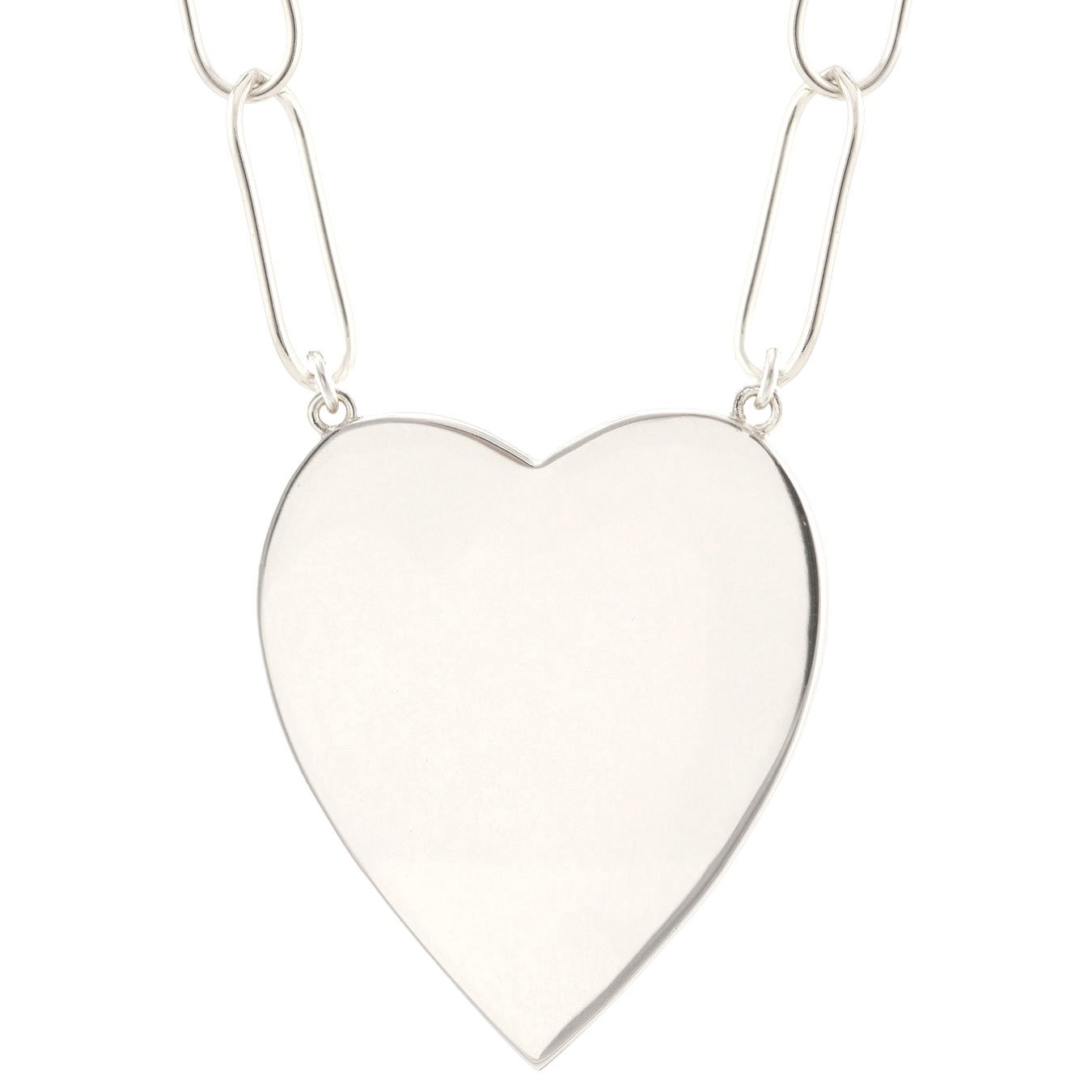 Women’s Large Heart Pendant On Large Link Chain Sterling Silver Kris Nations