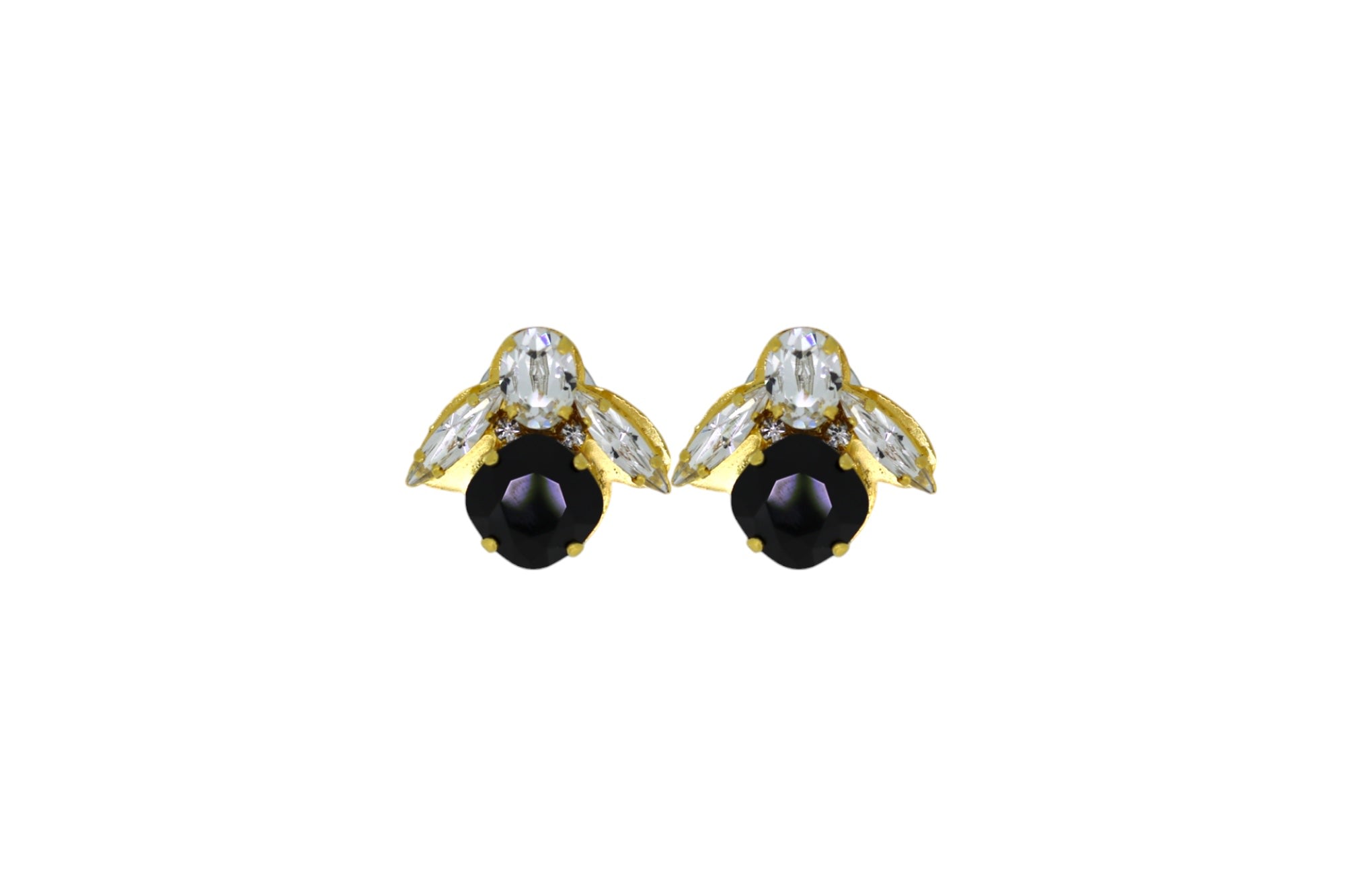 Vickisarge Women's The Baby Black Bee Earrings In Gold - Clip
