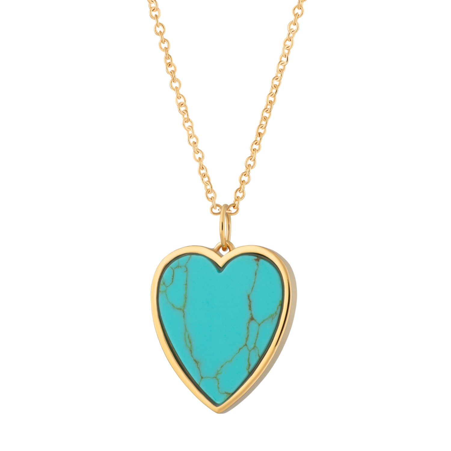 Gold Turquoise Heart Necklace With Slider Clasp, Scream Pretty