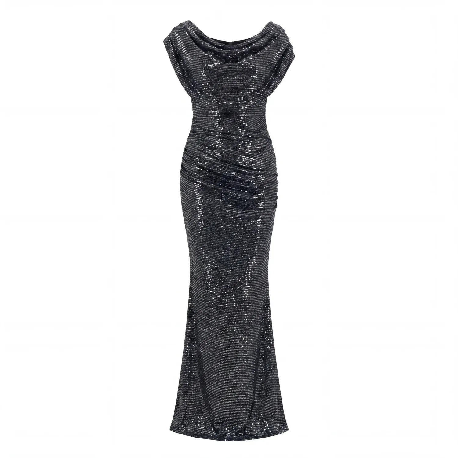 Platinum Gown In Gunmetal Sequin Sparkle | Atom Label | Wolf & Badger