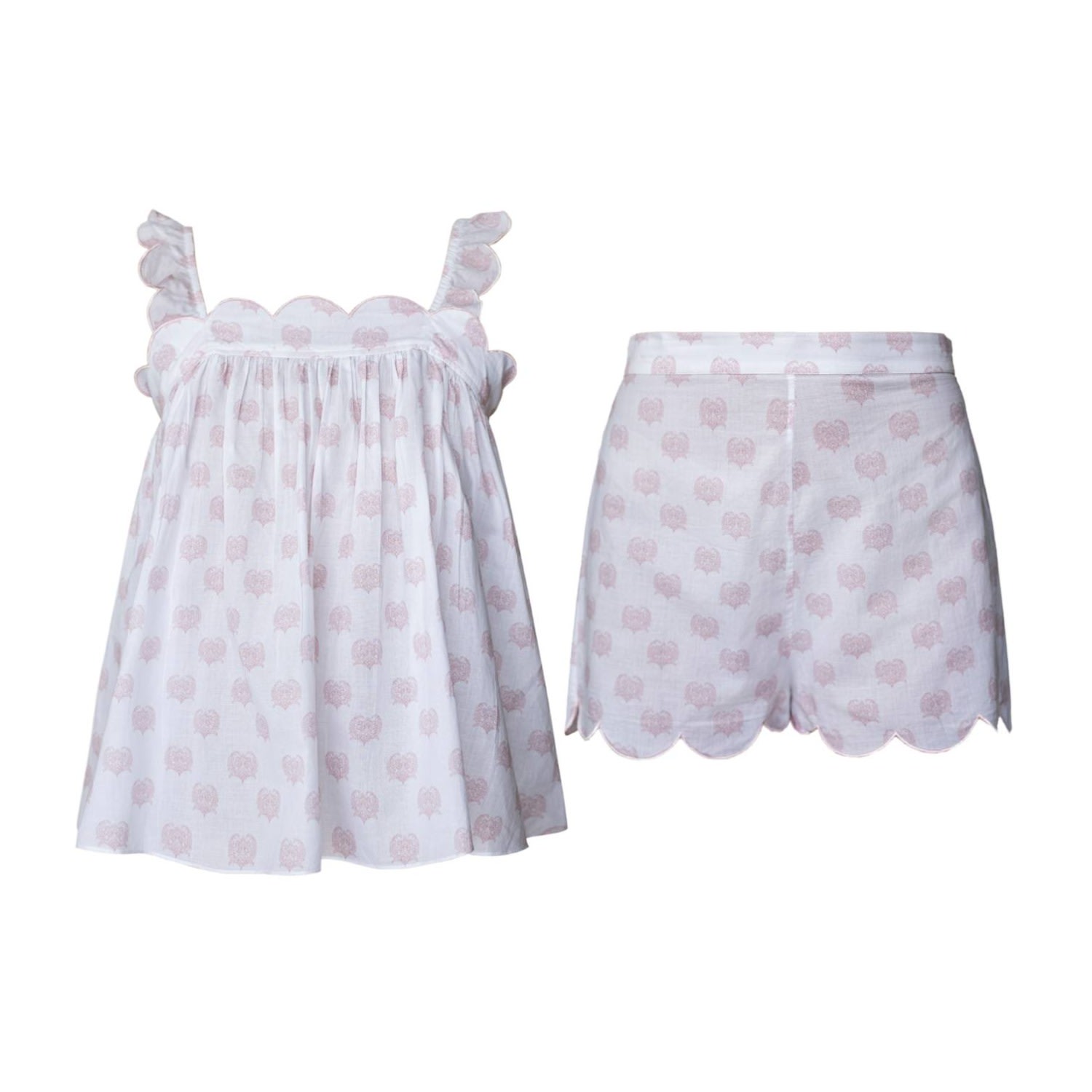Love Letters X Women's Pink / Purple / White Pink & White Paisley Babydoll Shortie Pajama Set In Pink/purple/white