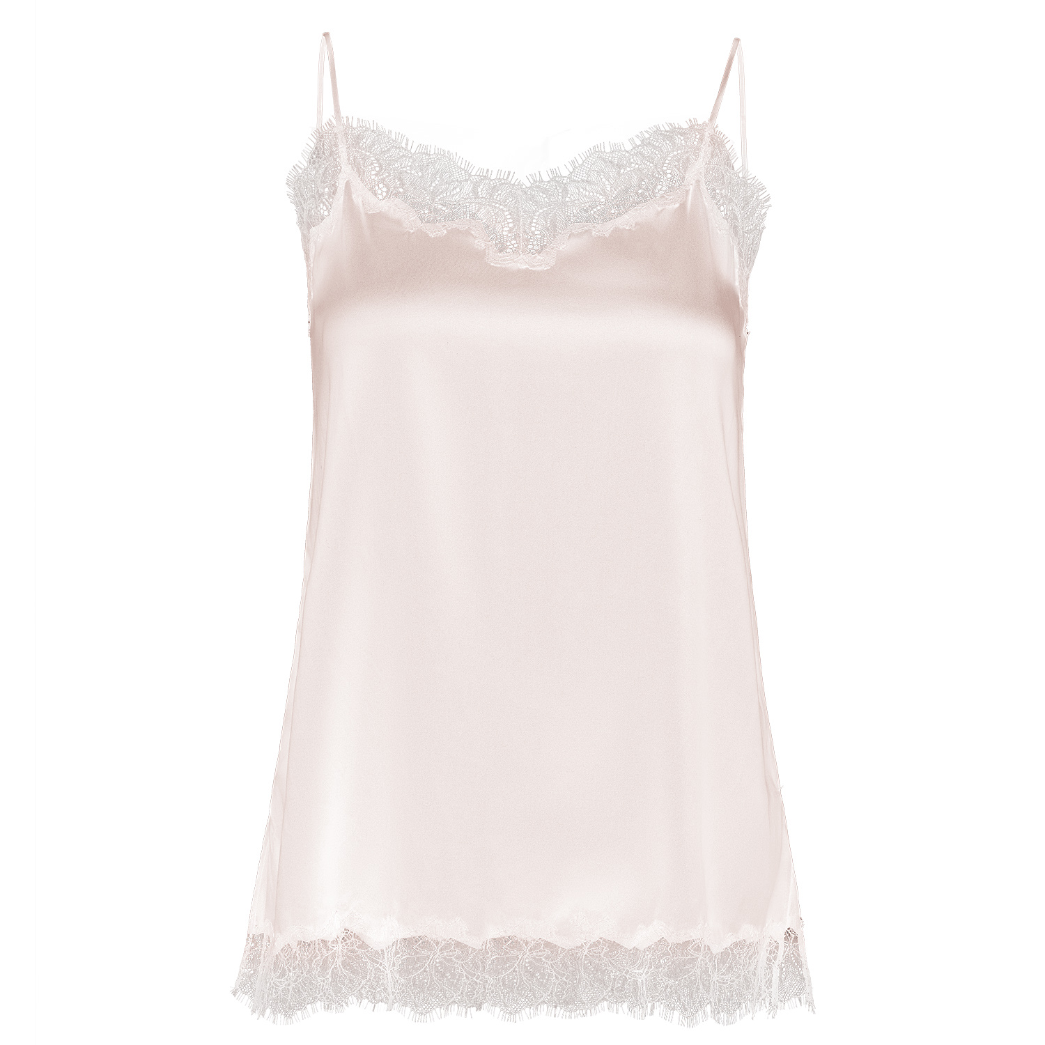 Manito Women's Latica Lace Silk Camisole Top - White In Pink/purple