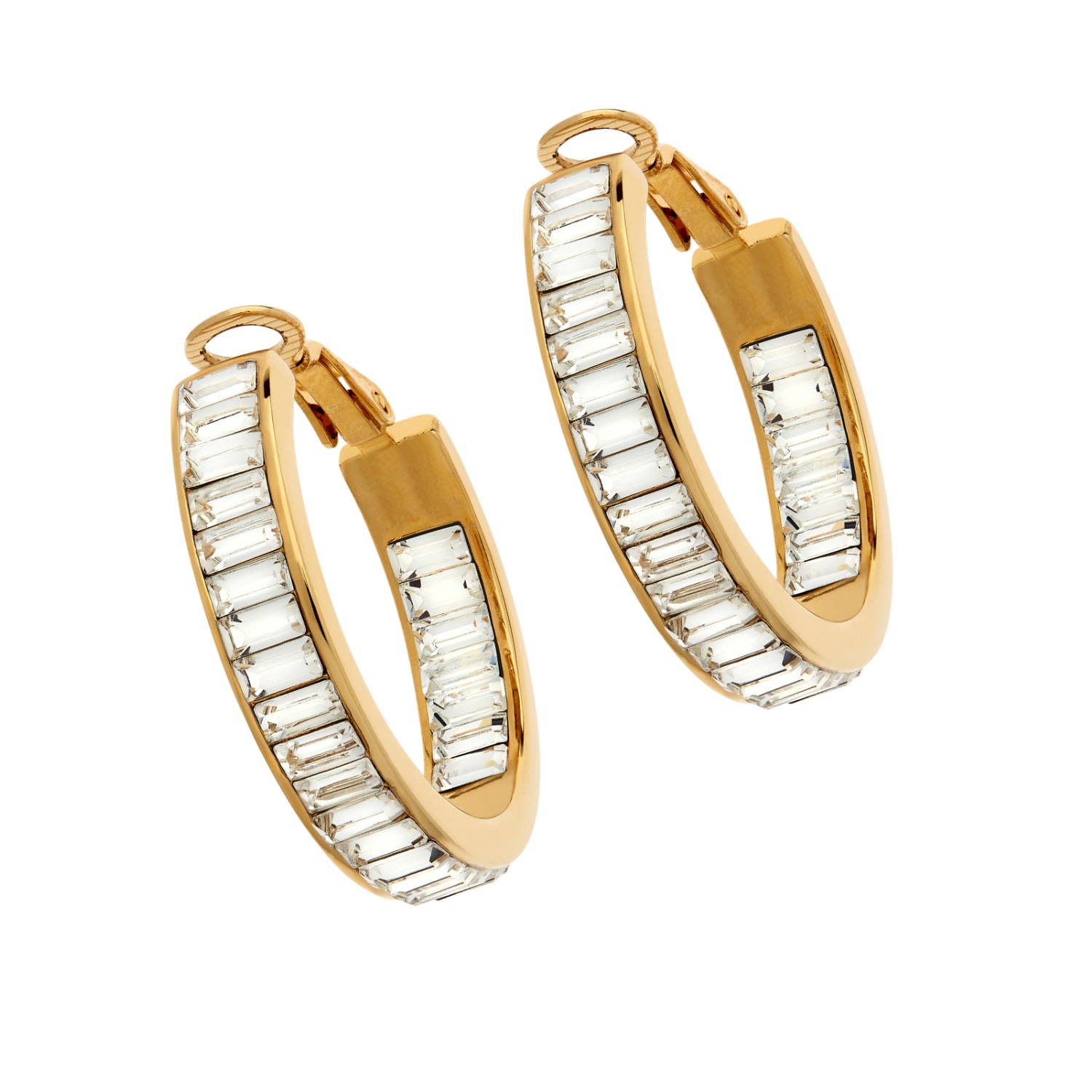 Women’s Gold Crystal Baguette Hoop Earrings Emma Holland Jewellery