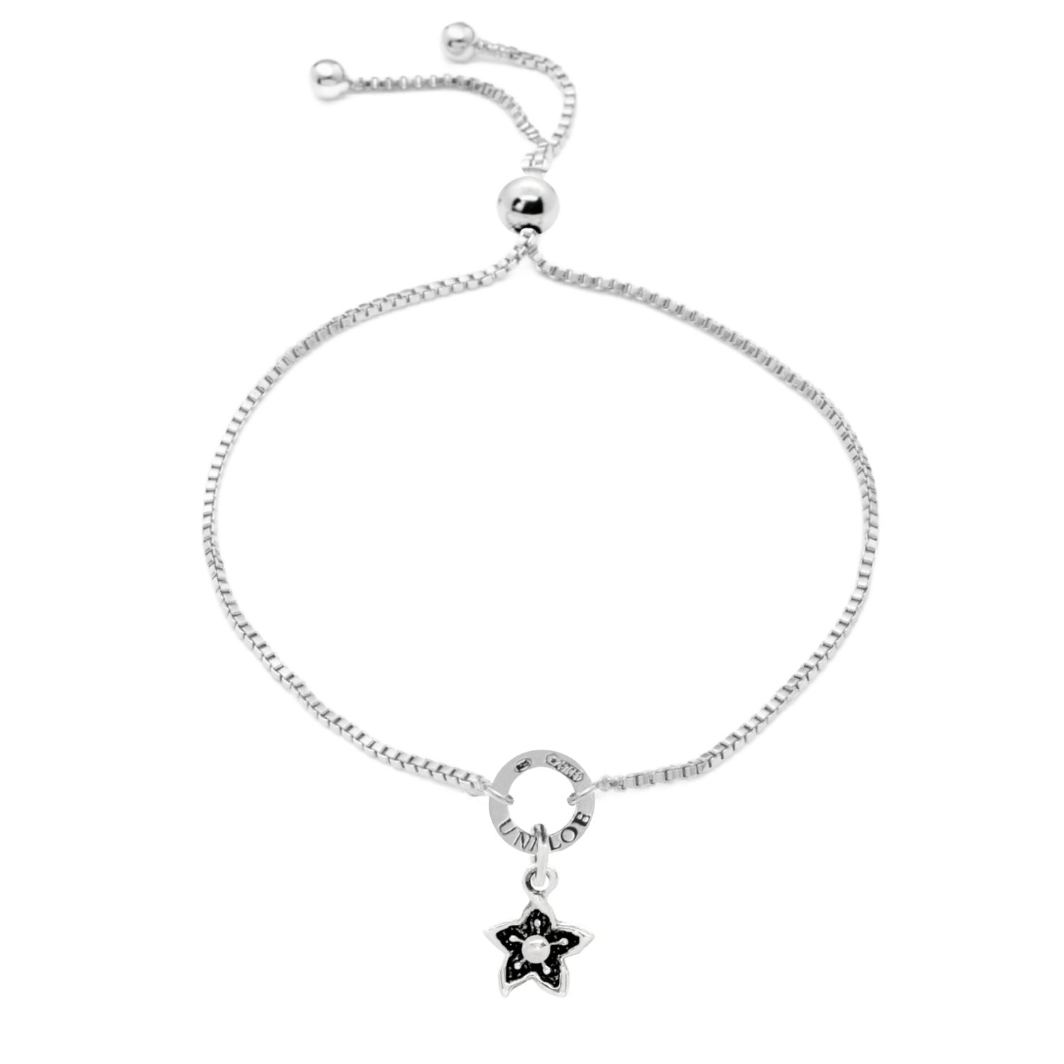 Unaloe Women's Sterling Silver Bracelet With Marine Flower