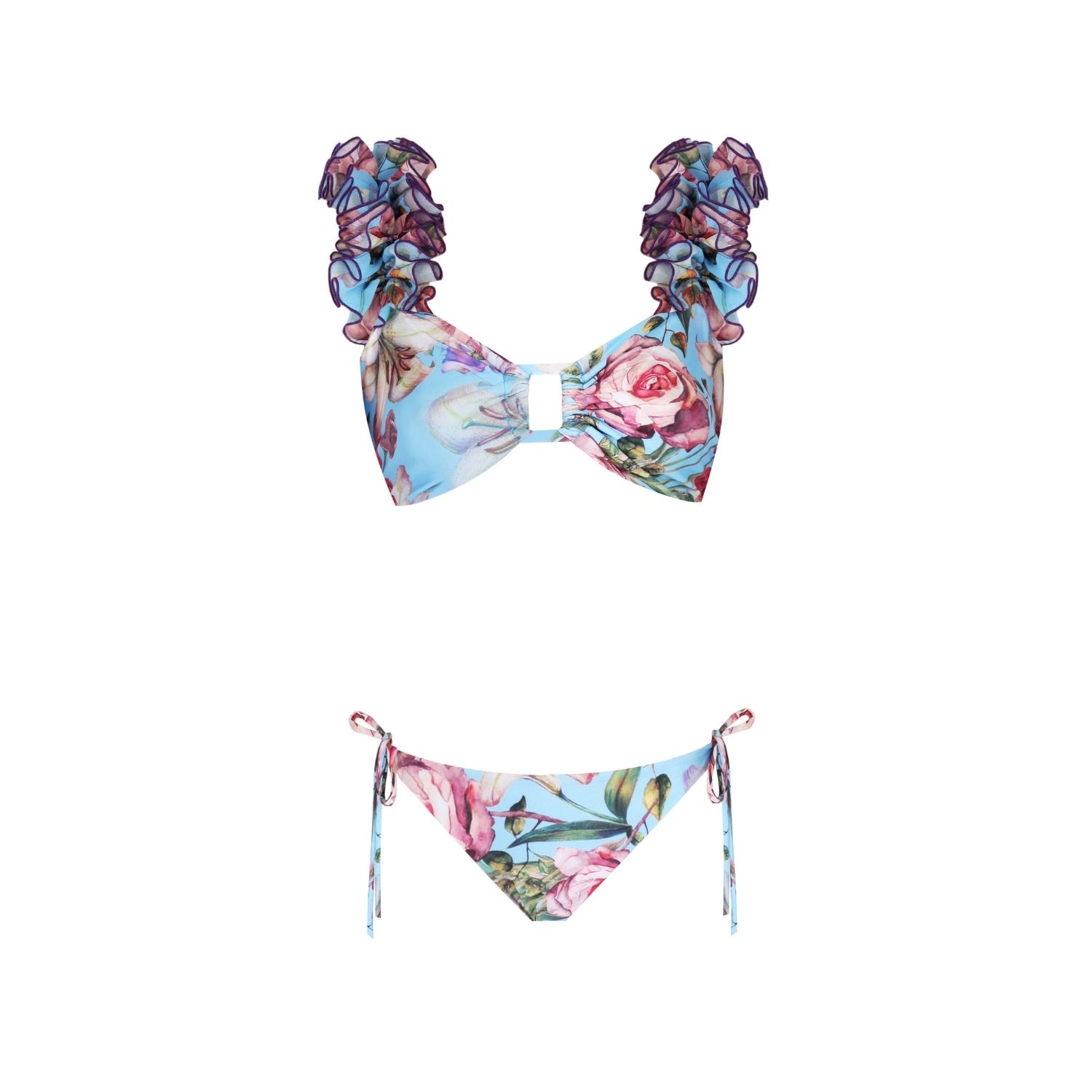 Nur Karaata Women's Blue Lily Blu Short Waist Bikini Set In Blue