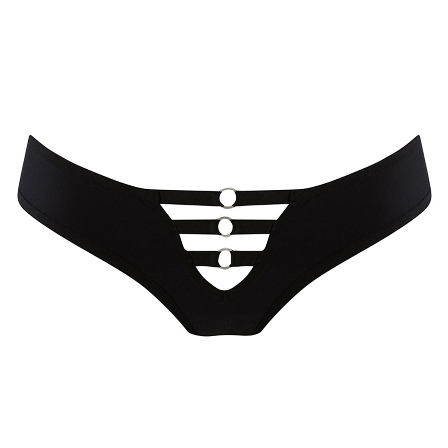 Reckless Wolf Women's Black Outlaw Brief - Lycra Hipster With Cutout & Ring Detail In Black