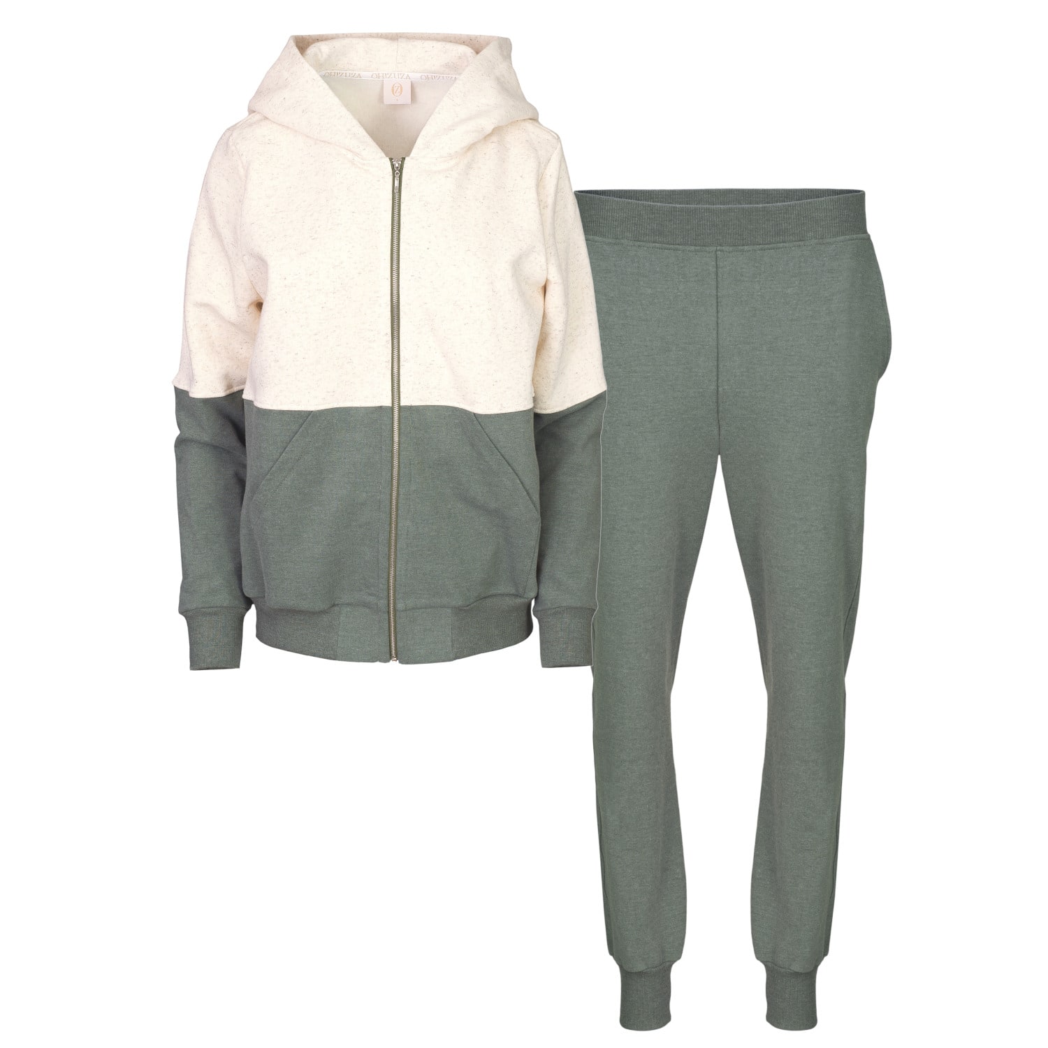 Women’s Green Two Colours Tracksuit - Zip Hoodie & Joggers XXL Oh!Zuza Night & Day