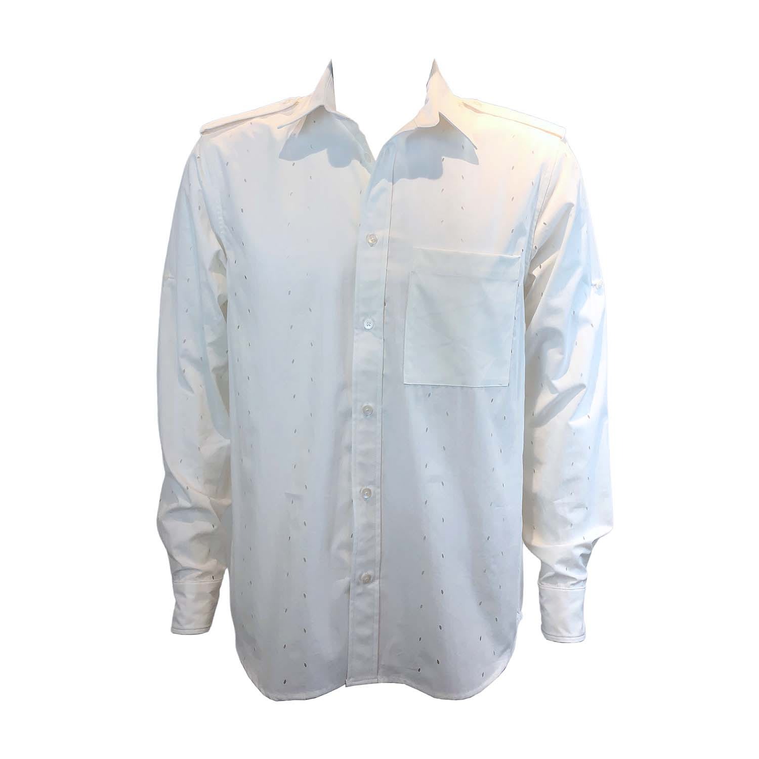 Snider Men's White Leaf Long Sleeve Shirt In White