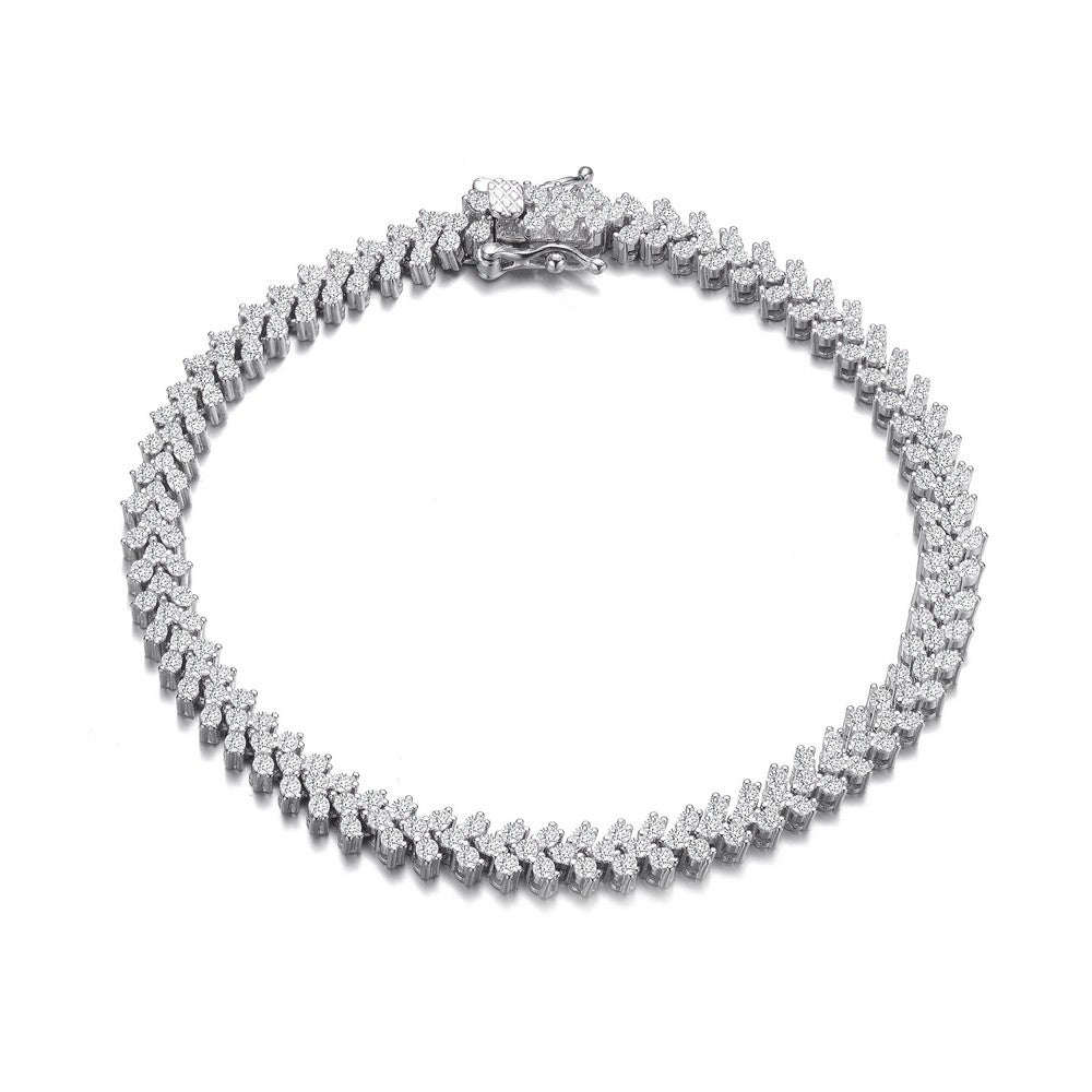 Women’s White / Silver Sterling Silver Cluster Arrow Style Tennis Bracelet Genevive Jewelry