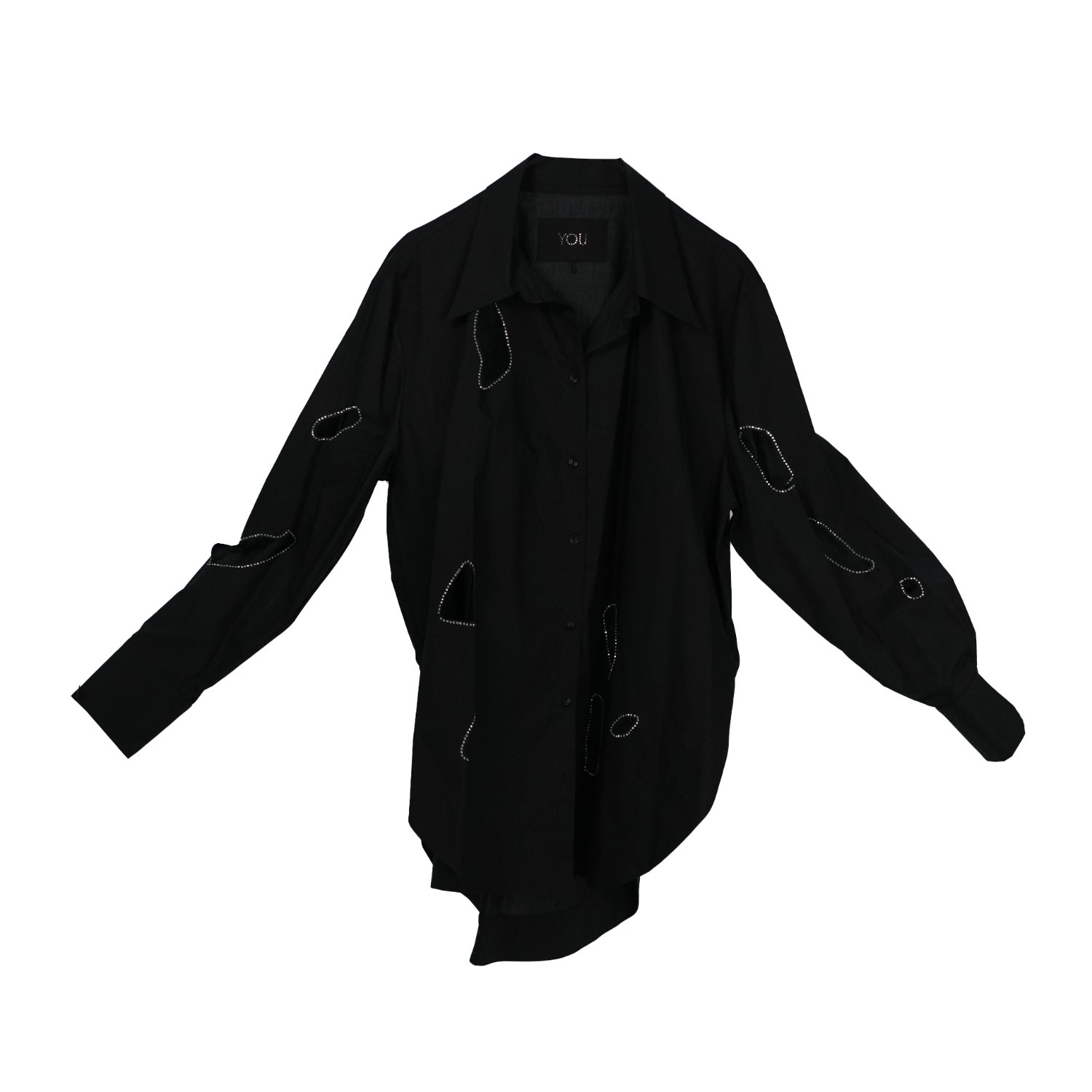 Women’s Black Oversized Cotton Poplin You Shirt One Size