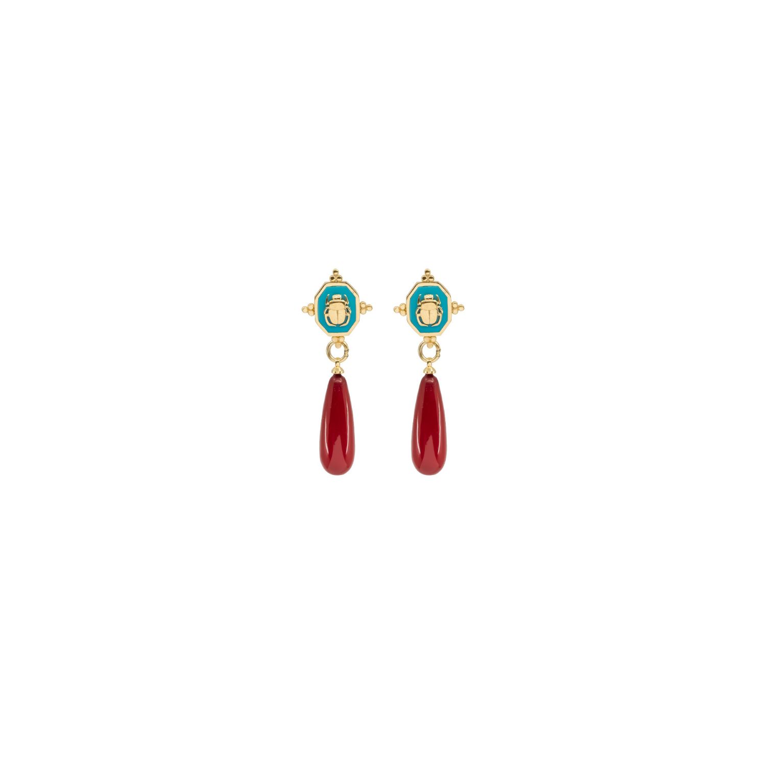 Atelier Petites Pierres Women's Gold / Red Scarazure - Scarabee Earrings