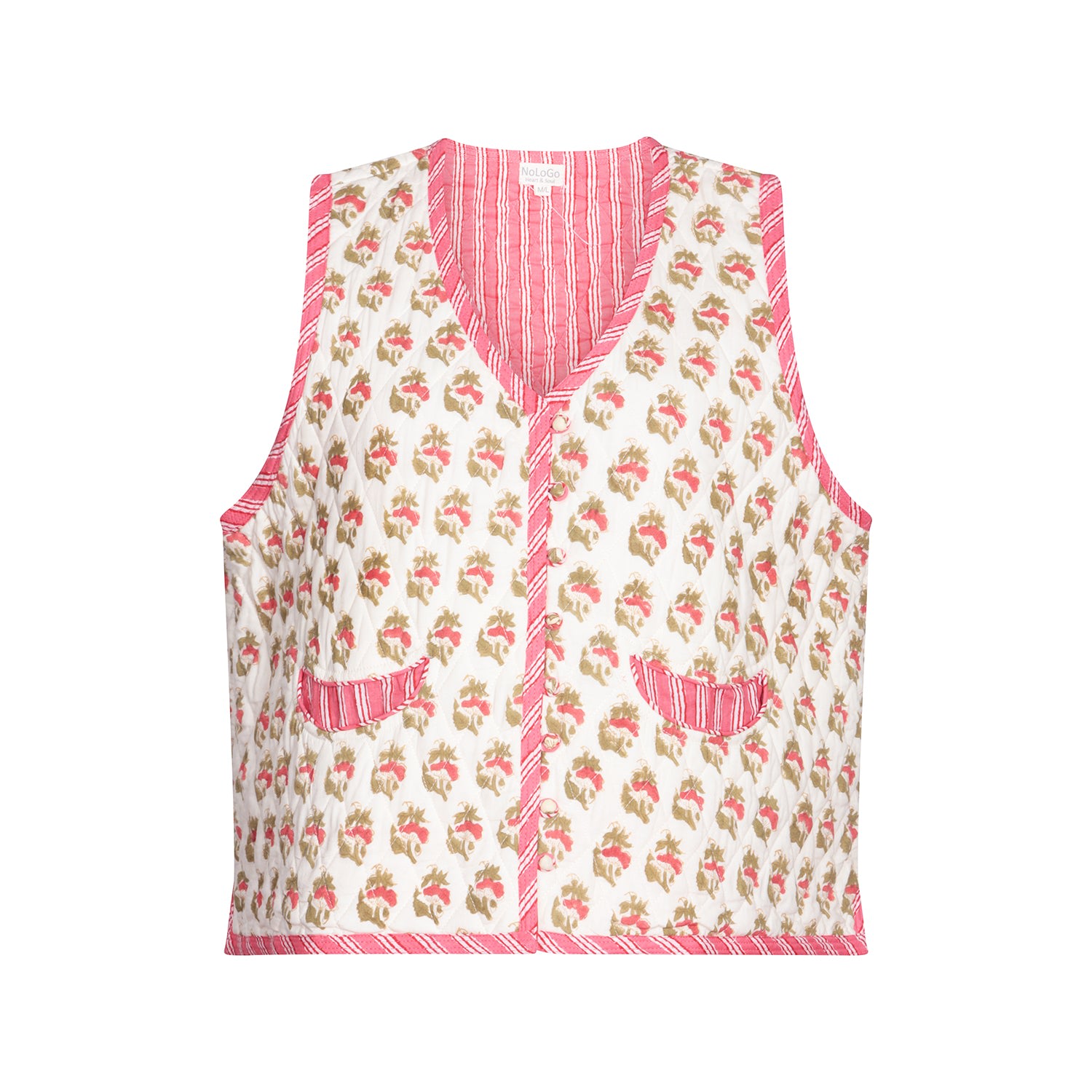 Nologo-chic Women's Pink / Purple Quilted Warmer Gilet Cotton Poppy Pink In Pink/purple