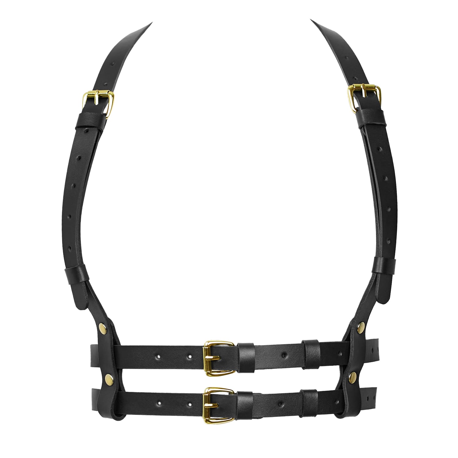 Badass & Goddess Leather Women's Black / Gold Real Leather Harness Athena - Black With Gold Buckles In Multi