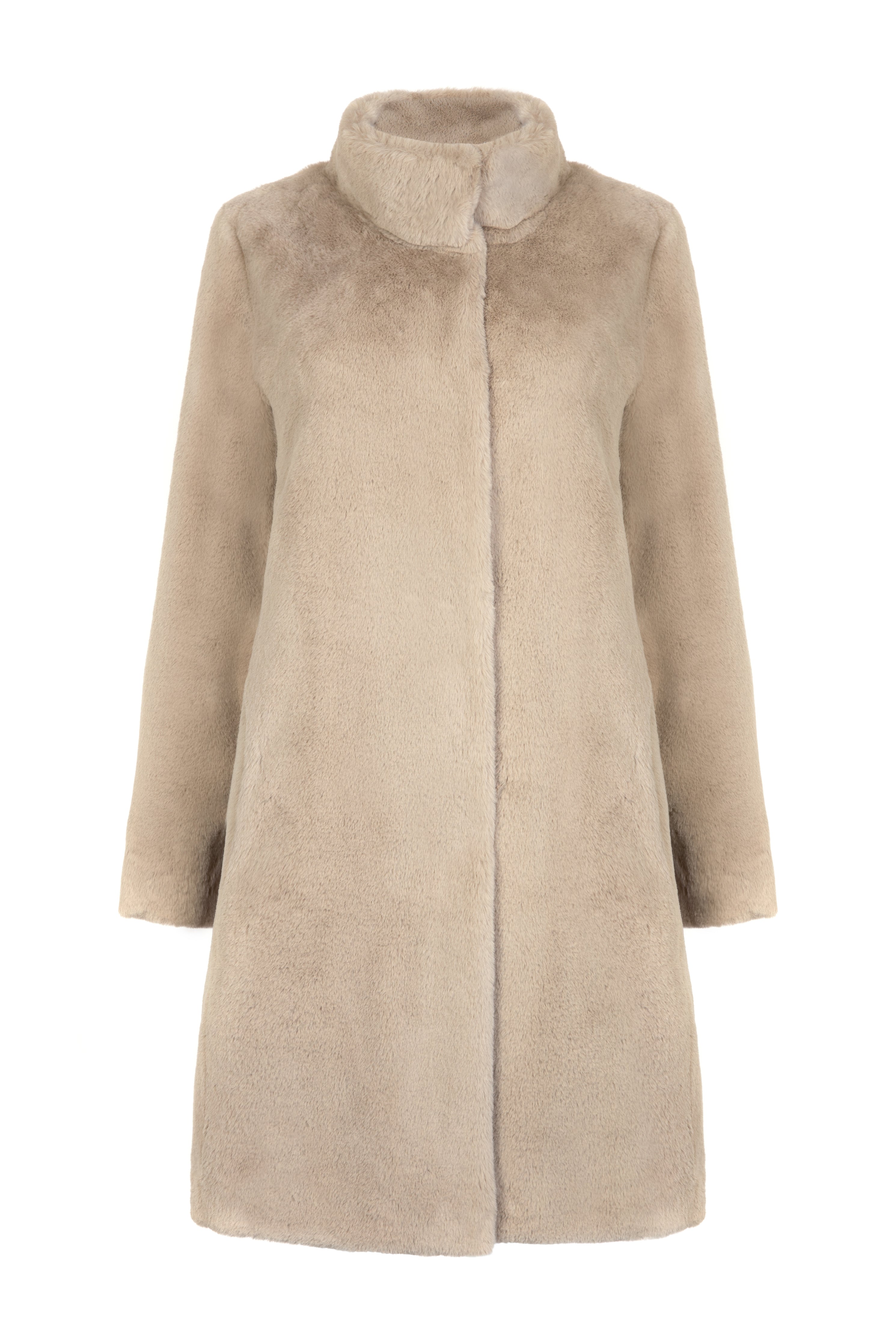 Women’s Neutrals Bette Lighterweight Faux Fur Coat Camel Medium Issy London