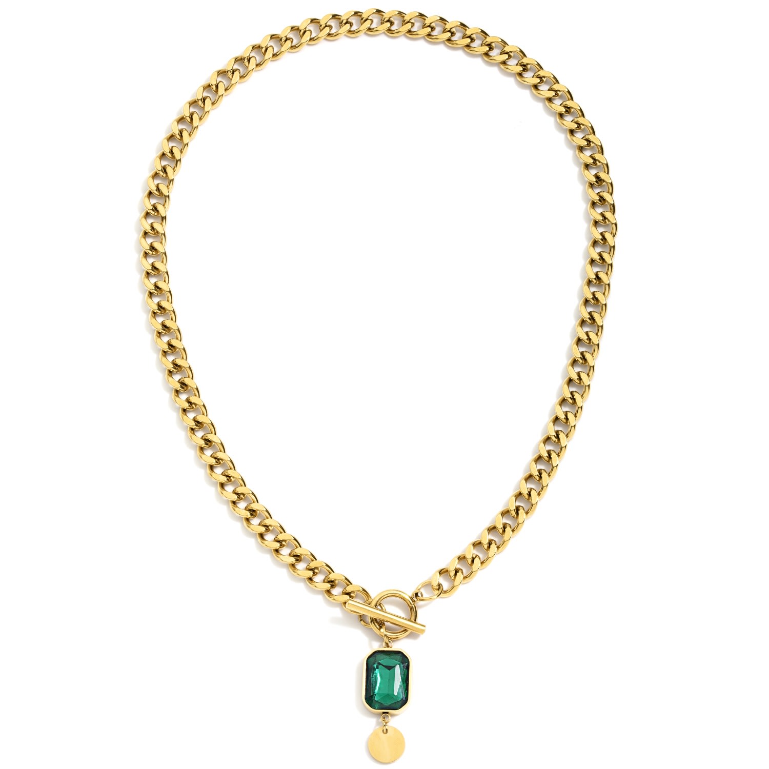 Women’s Gold Roxy Emerald Jewel Chain Necklace Olivia Le