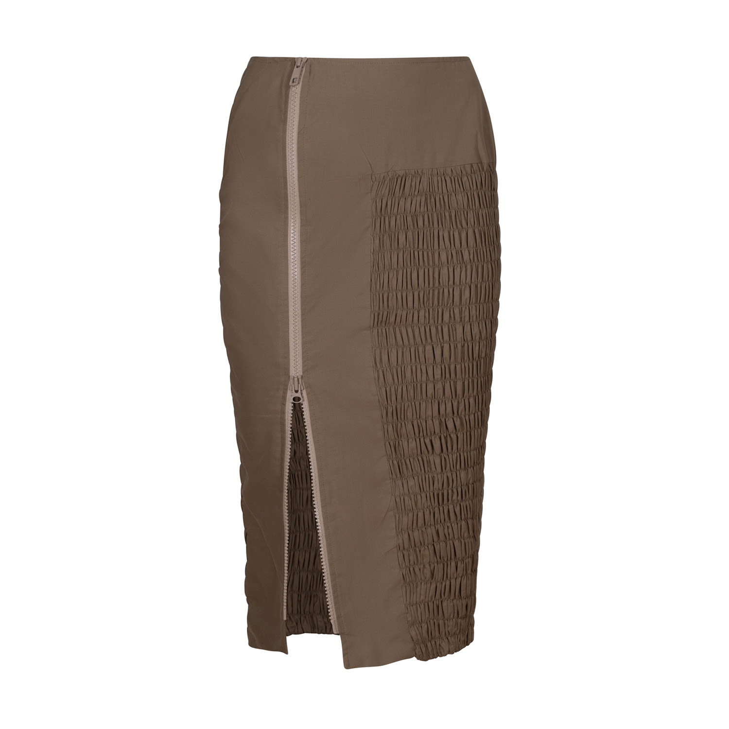 Women’s Neutrals Beige Cotton Ruched Fitted Skirt Medium Gunda Hafner Ltd