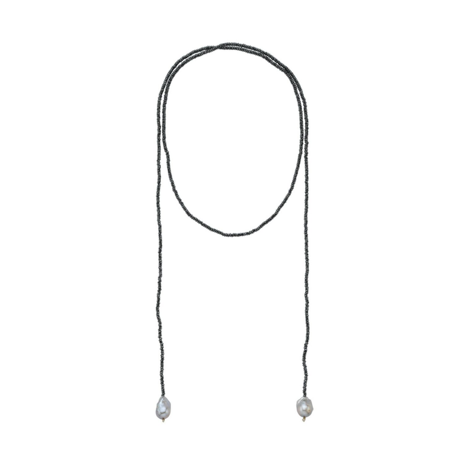 Linya Jewellery Women's Black Sedna Baroque Pearl Hematite Stone Long Necklace