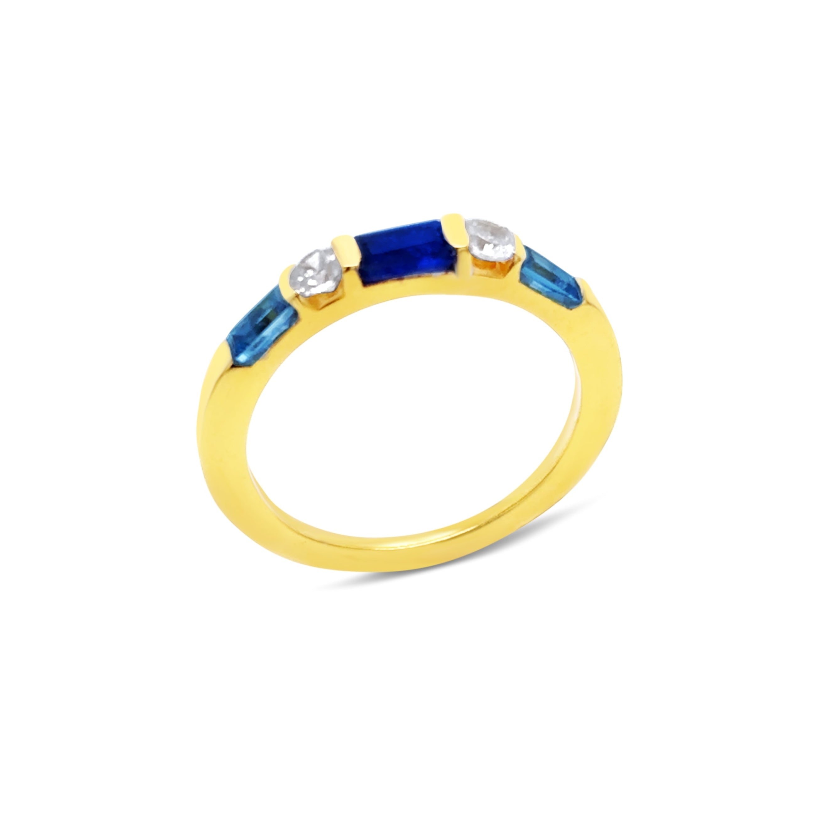 Gem Bazaar Jewellery Women's Blue / White / Gold Theia Sapphire Ring