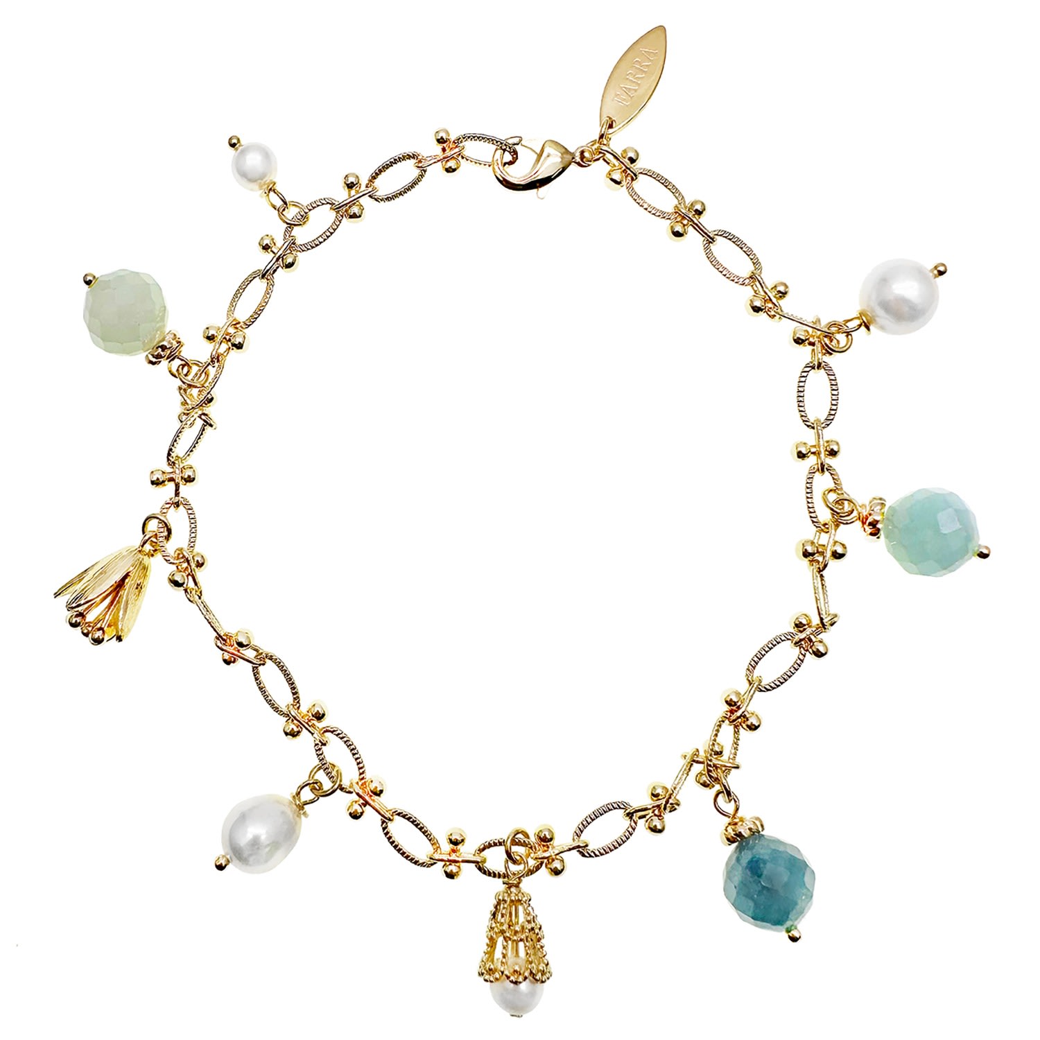 Women’s White Chain With Aquamarine Charms Anklet Farra