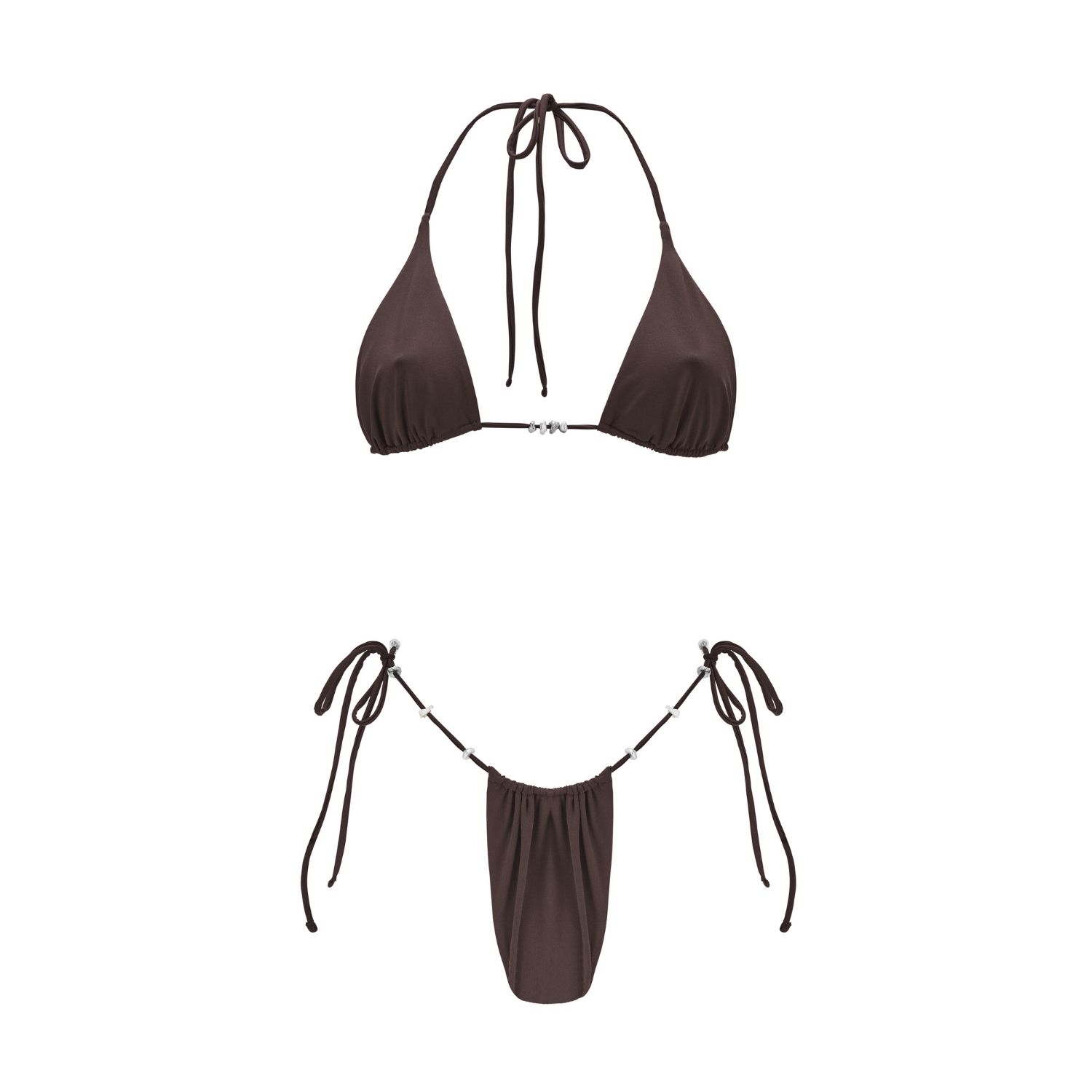 Women's Brown Bikini With Tahitian Keshis - Vaihau Set - Espresso | Small | Seanay