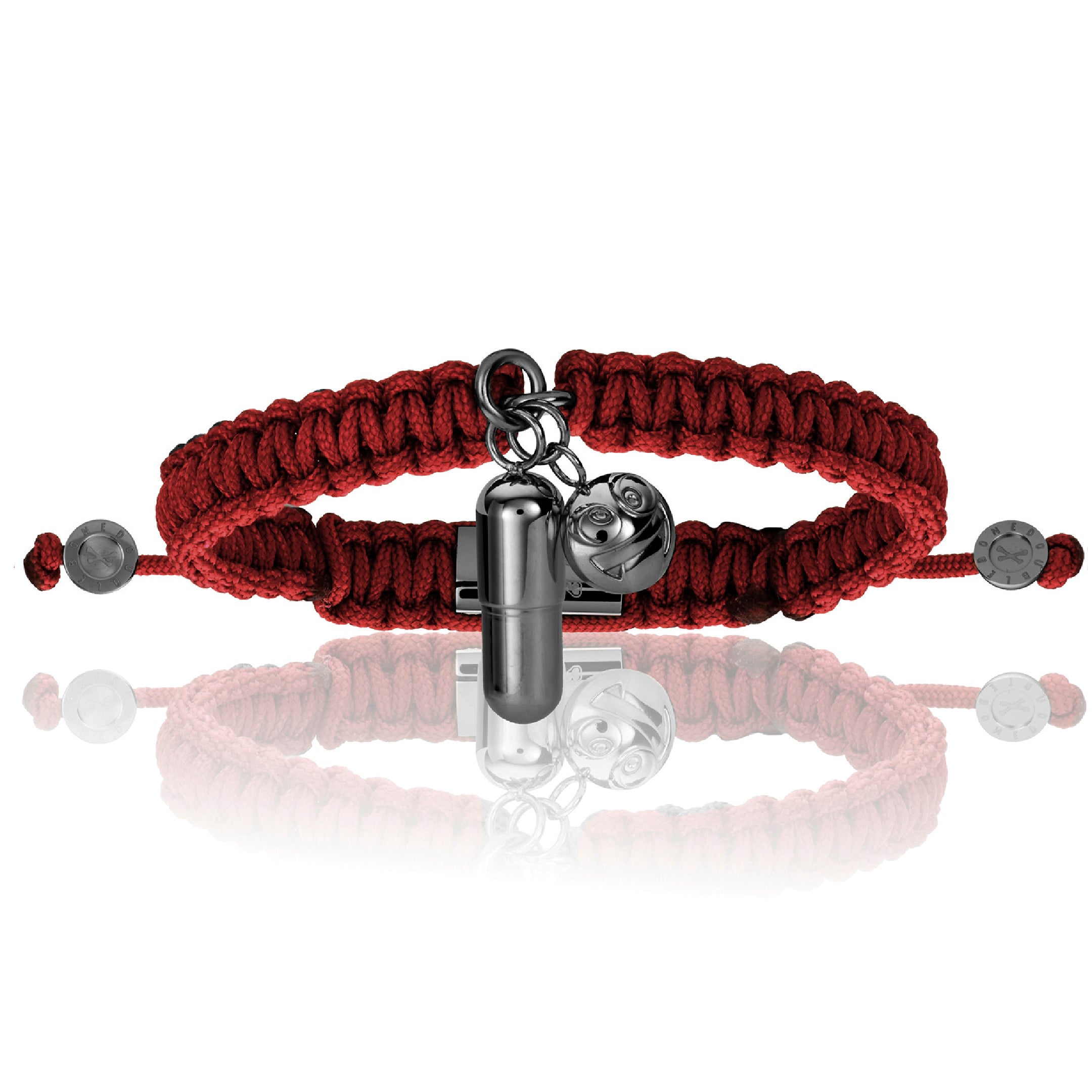 Men’s Black Pvd Pill Emoji With Red Wine Polyester Bracelet Unisex Double Bone Bracelets