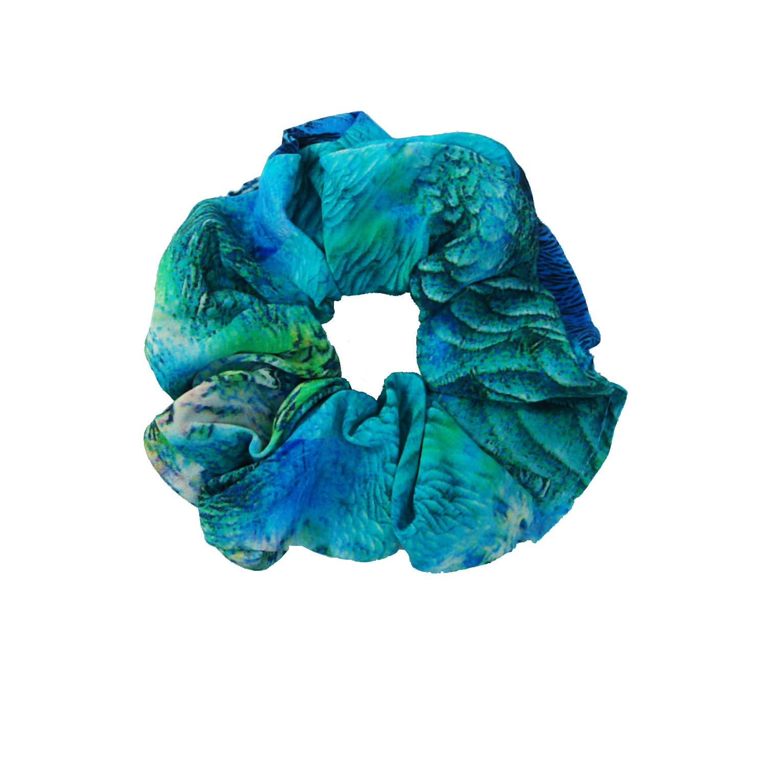 Tramp In Disguise Women's Blue Dacinis Printed Silk Scrunchie In Blue