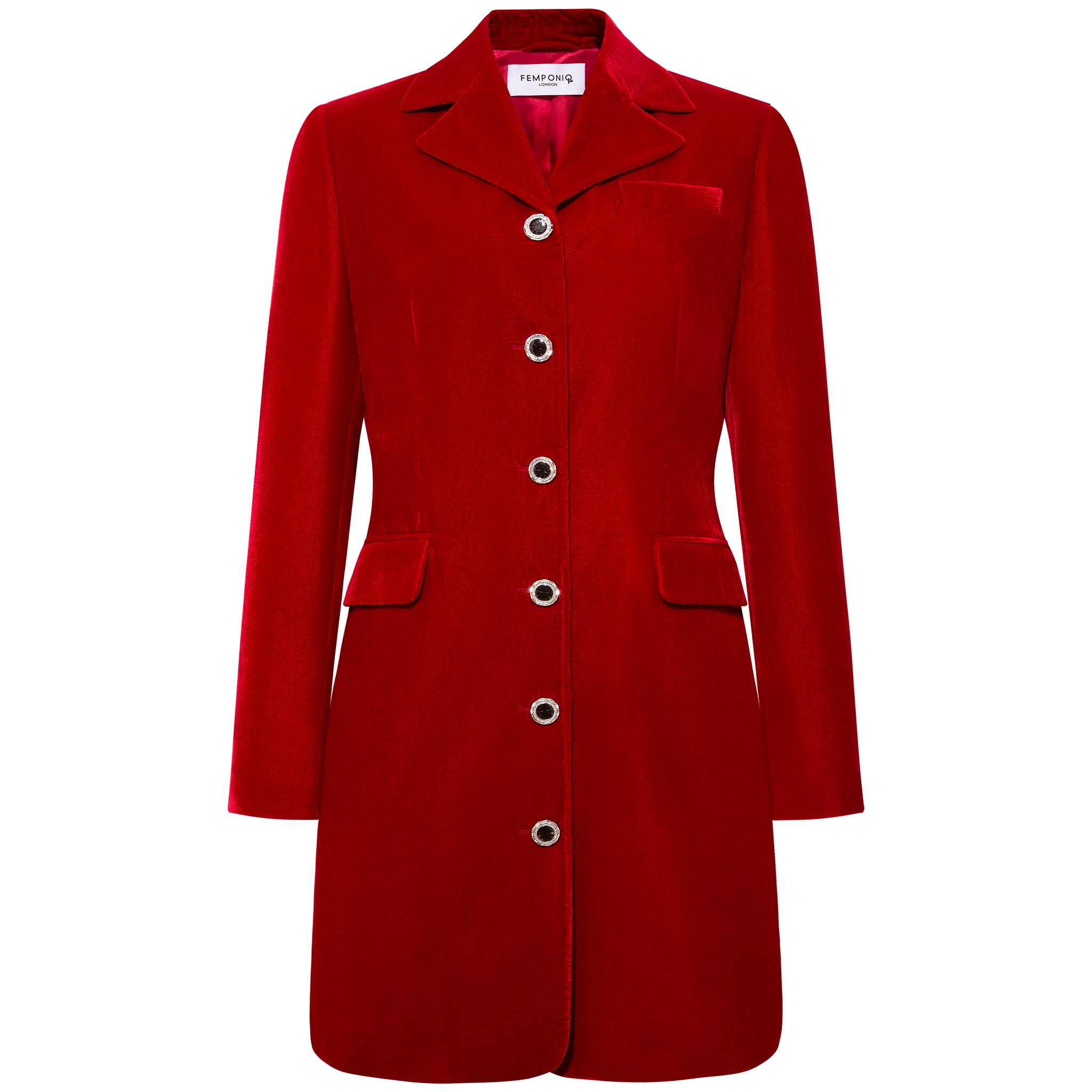 Women’s Velvet Tailored Blazer Dress - Deep Red Small Femponiq