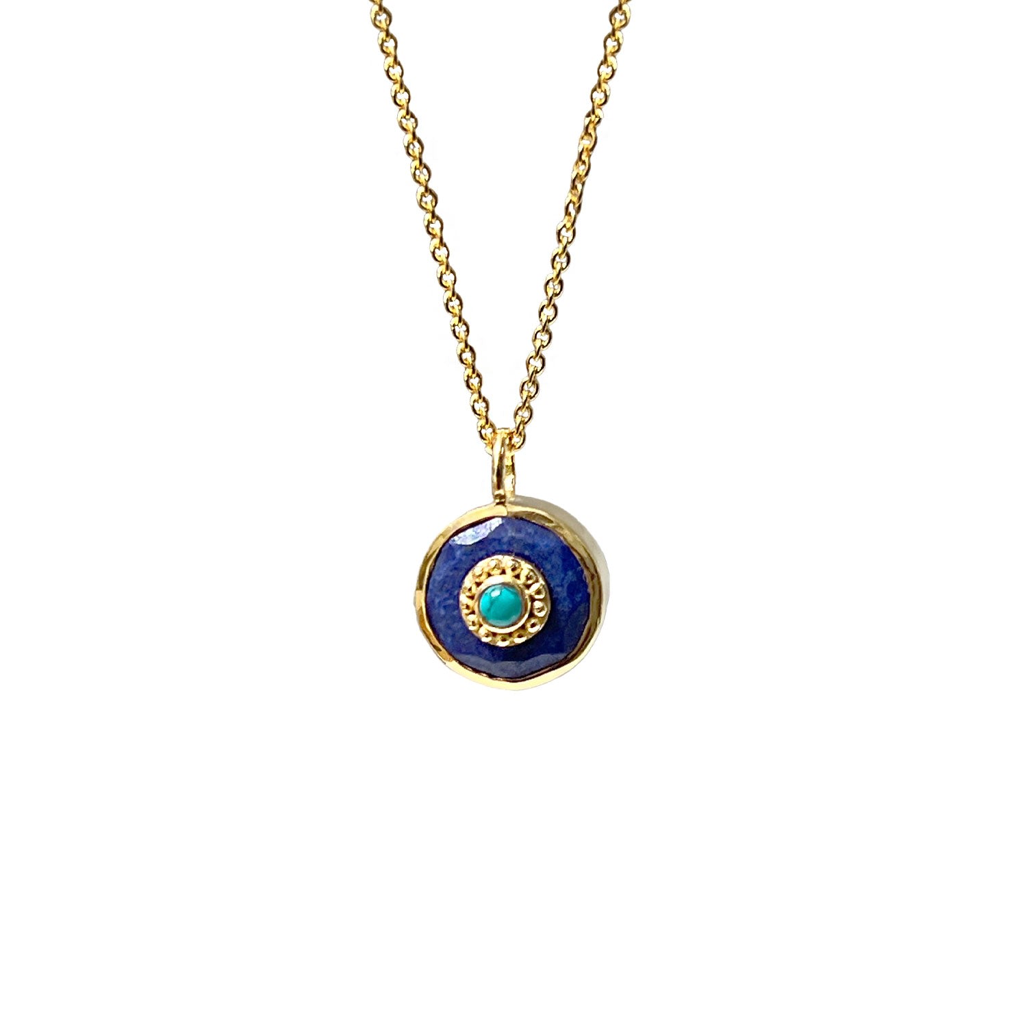 Women’s Blue Azure Lapis Lazuli & Howlite Turquoise Pendant On A Simple Chain Mirabelle Jewellery