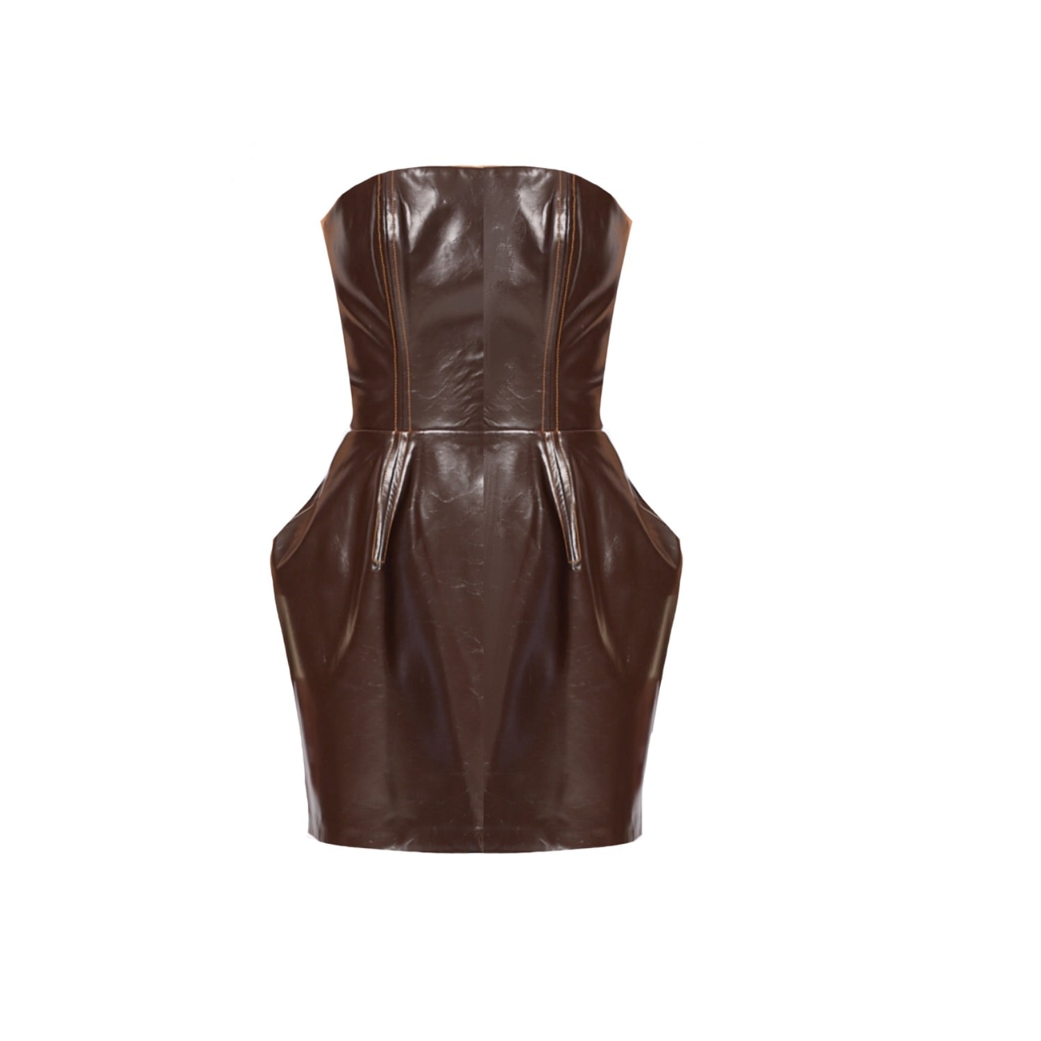 Mirimalist Women's Brown Strata Leather Mini Dress In Brown