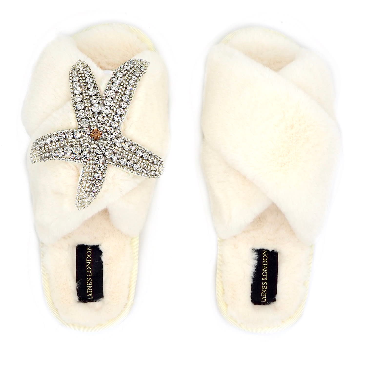 cream fluffy slippers