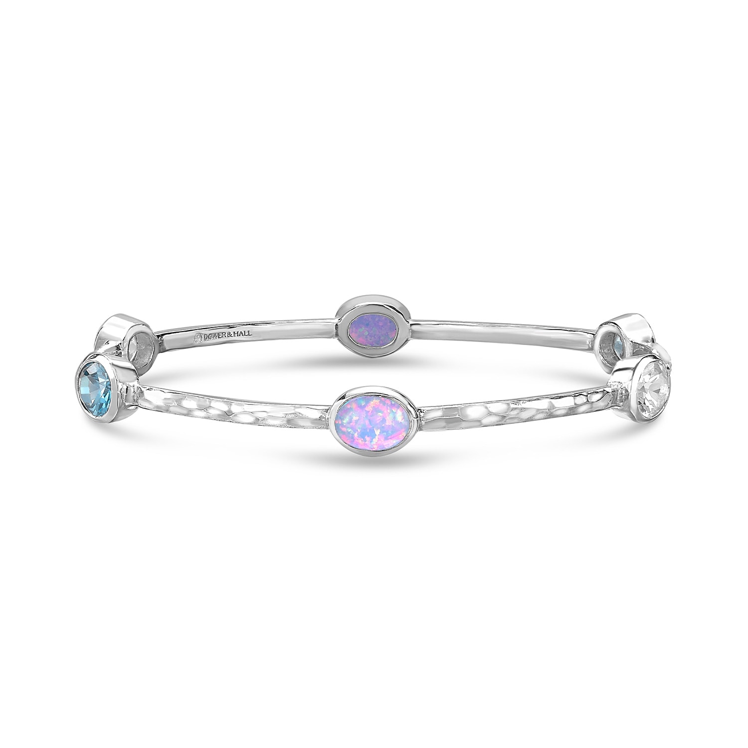 Dower & Hall Women's Oval Opal & Topaz Array Bangle In Sterling Silver In Silver