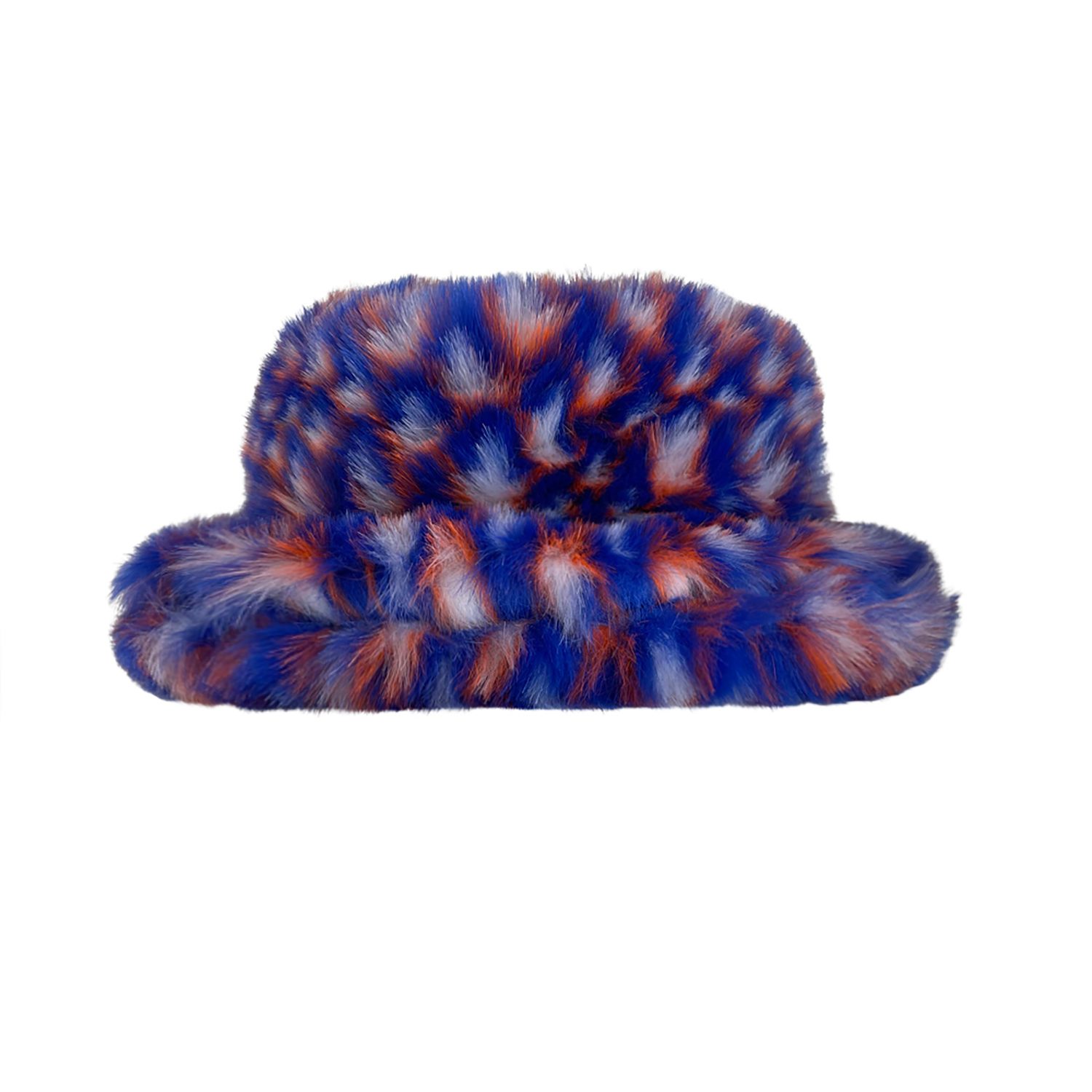Vaseghia Women's Blue / Yellow / Orange Primrose Burgundy Pattern Vegan Faux Fur Hat In Multi