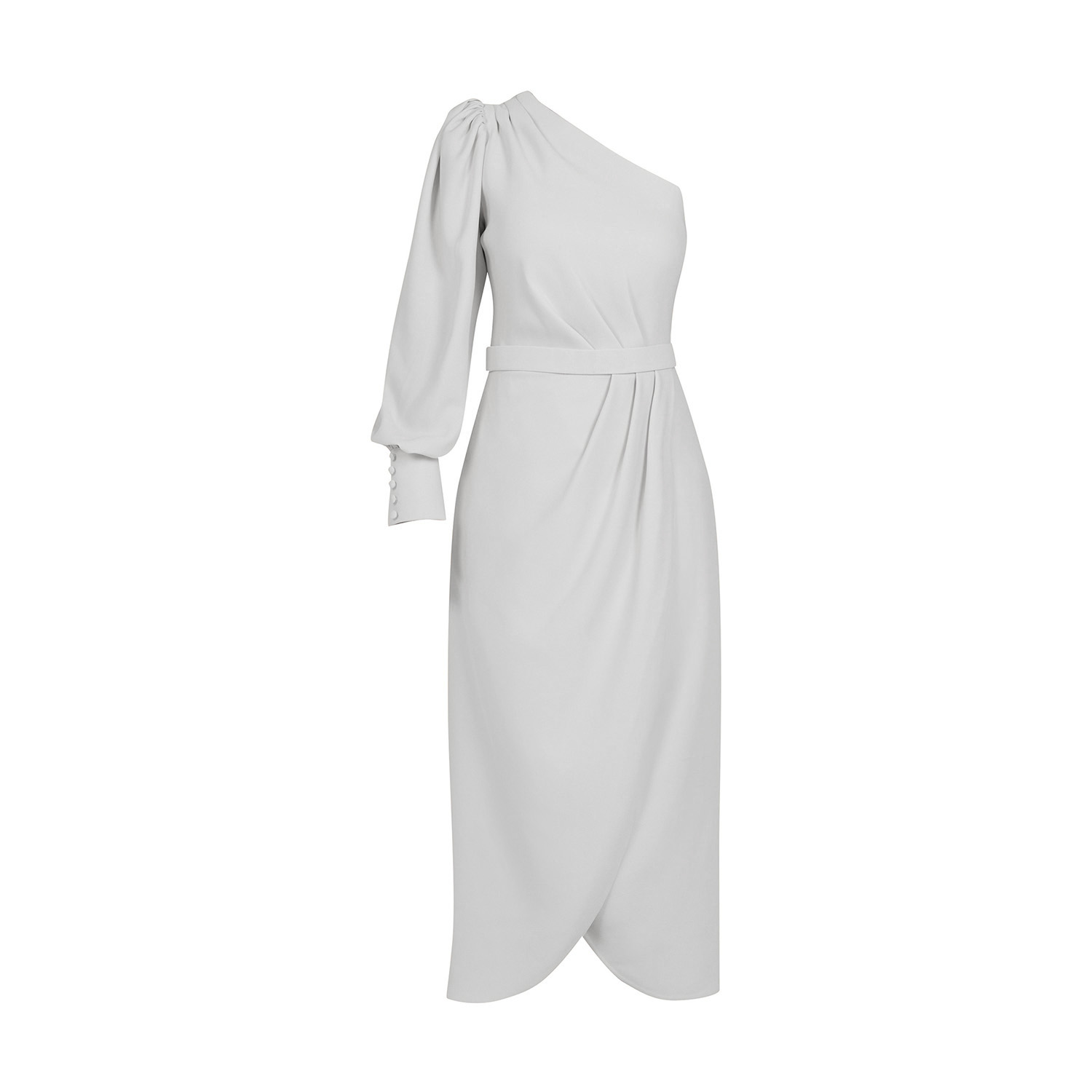 Avenue 8 Women's One-shoulder Midi Dress With Detachable Belt Detail - White In White