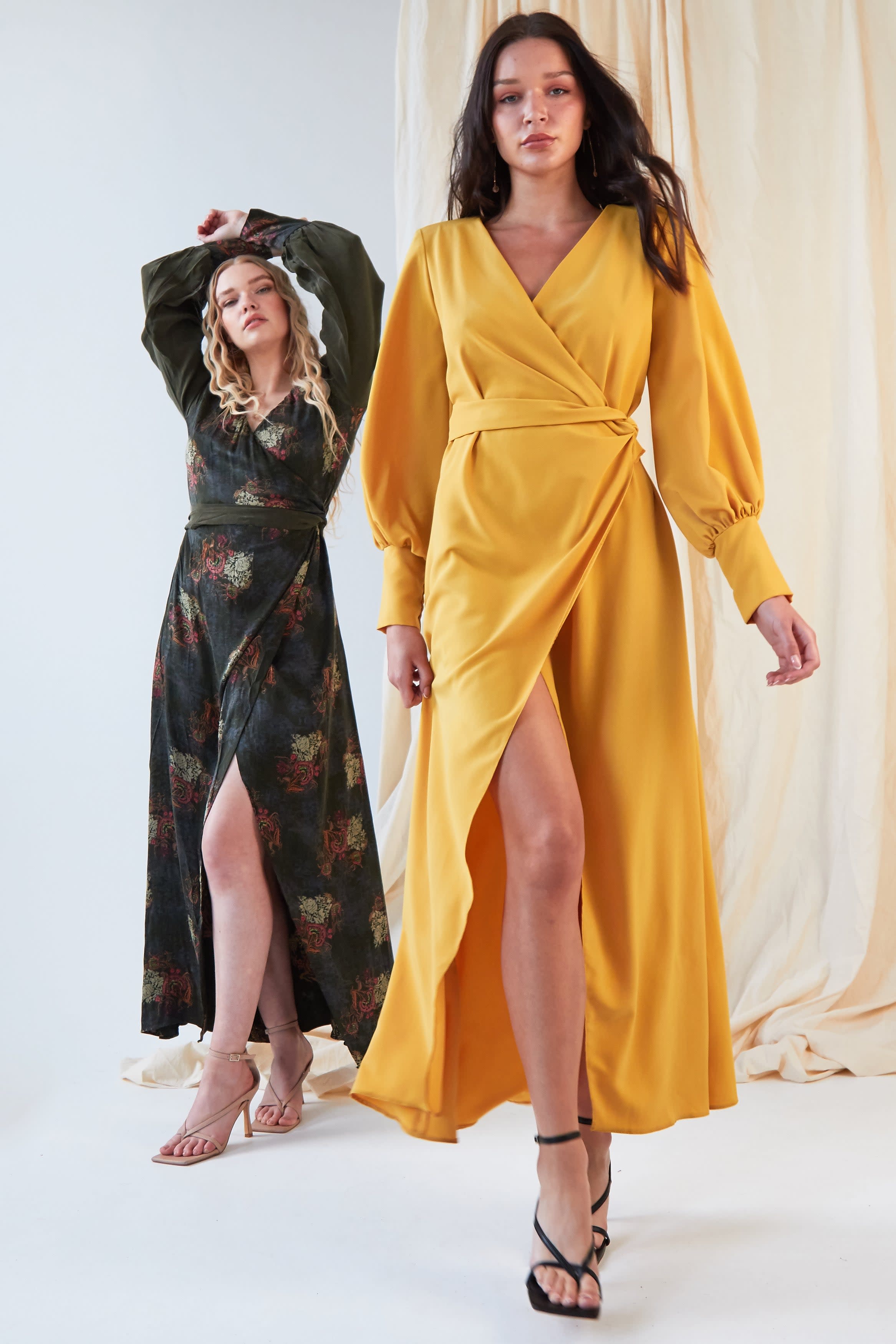 Mustard wrap maxi dress clearance